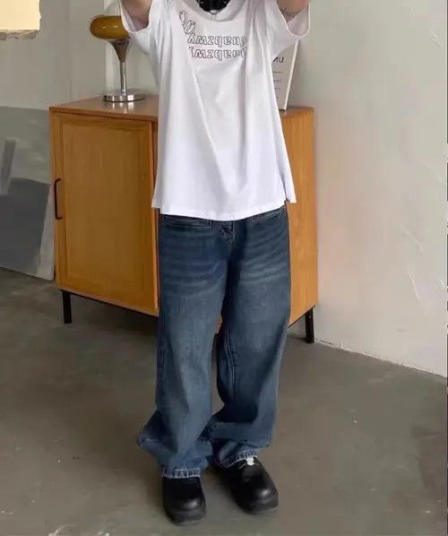 Japanese Brand × Jean Retro washed distressed heavyweight wide leg jeans Size US 32 / EU 48 - 1 Thumbnail