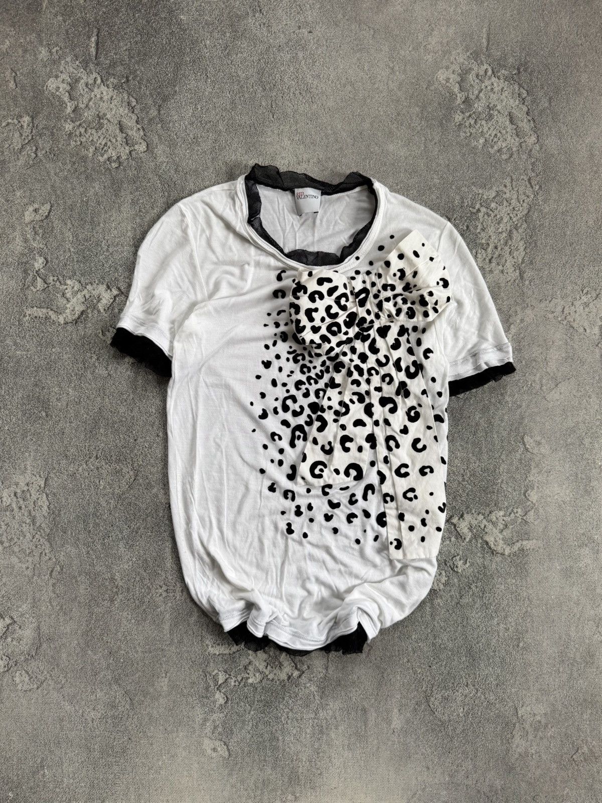 RED Valentino Red Valentino White T-Shirt Large Bow Front Short Sleeve Top Size S / US 4 / IT 40 - 1 Thumbnail