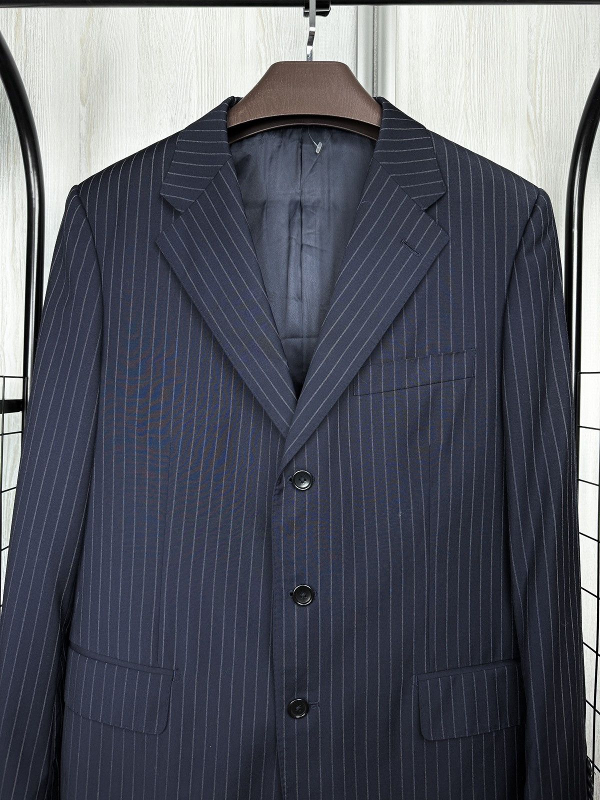 Boggi Boggi Milano blue pinstripe wool 2 button blazer suit jacket Size 42R - 3 Thumbnail