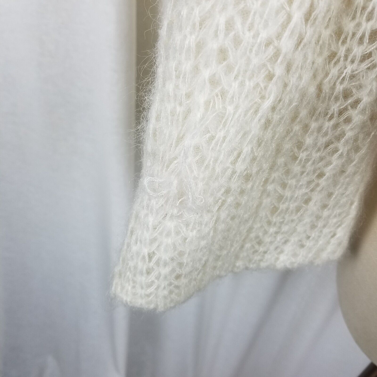 Vintage Vtg Reversible Knit Lace 50s Hooded Cardigan Sweater Jacket Size M / US 6-8 / IT 42-44 - 10 Thumbnail