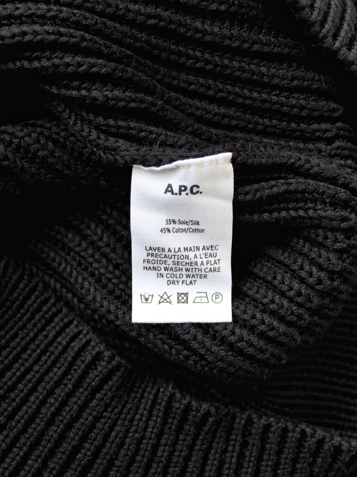 A.P.C. APC Black Ribbed Knit Silk Cotton Sweater Size US L / EU 52-54 / 3 - 6 Thumbnail