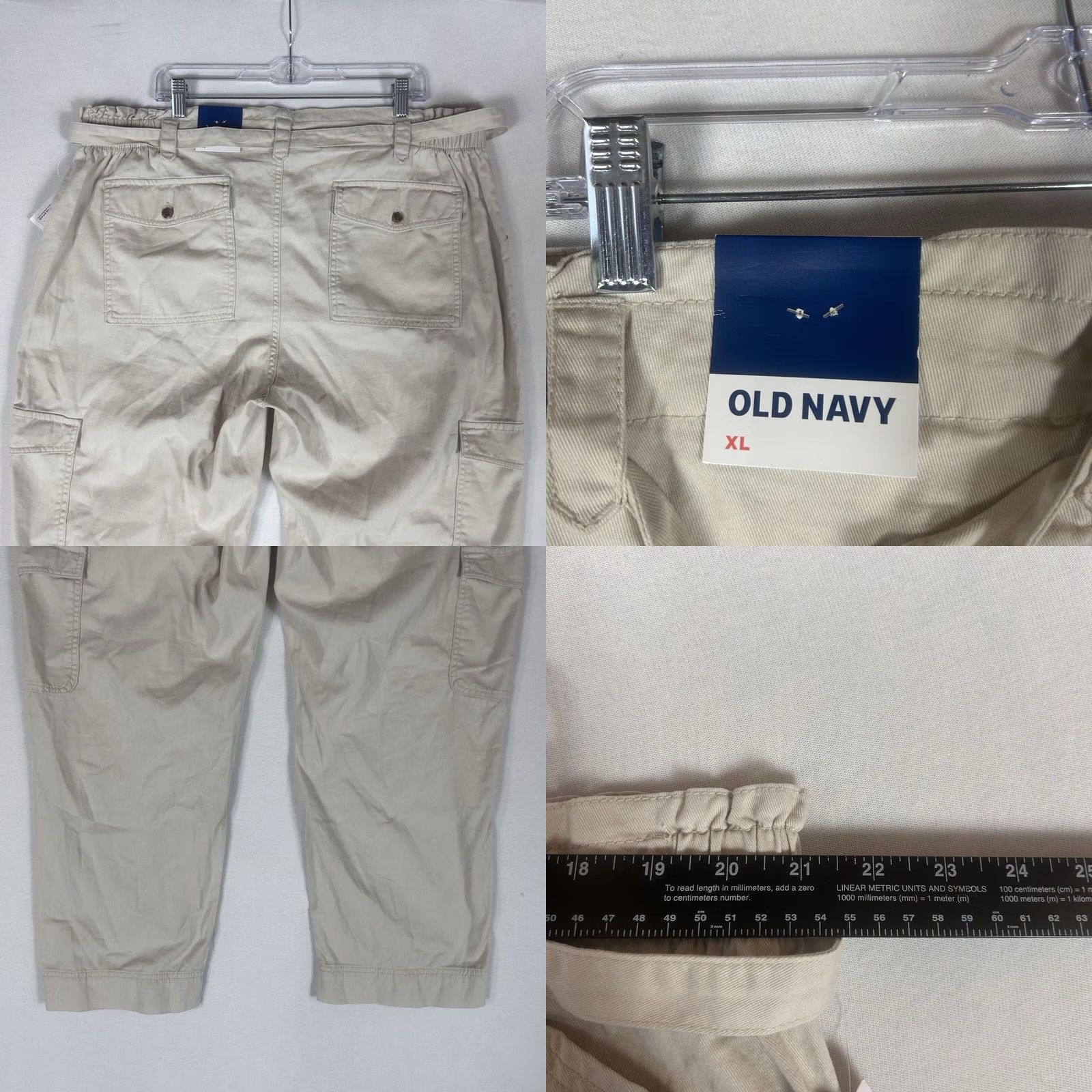 Old Navy Old Navy Cargo Tie Waist Pants Womens XL Beige Wishbone Straight Leg NWT Size 40" / US 18 - 9 Thumbnail