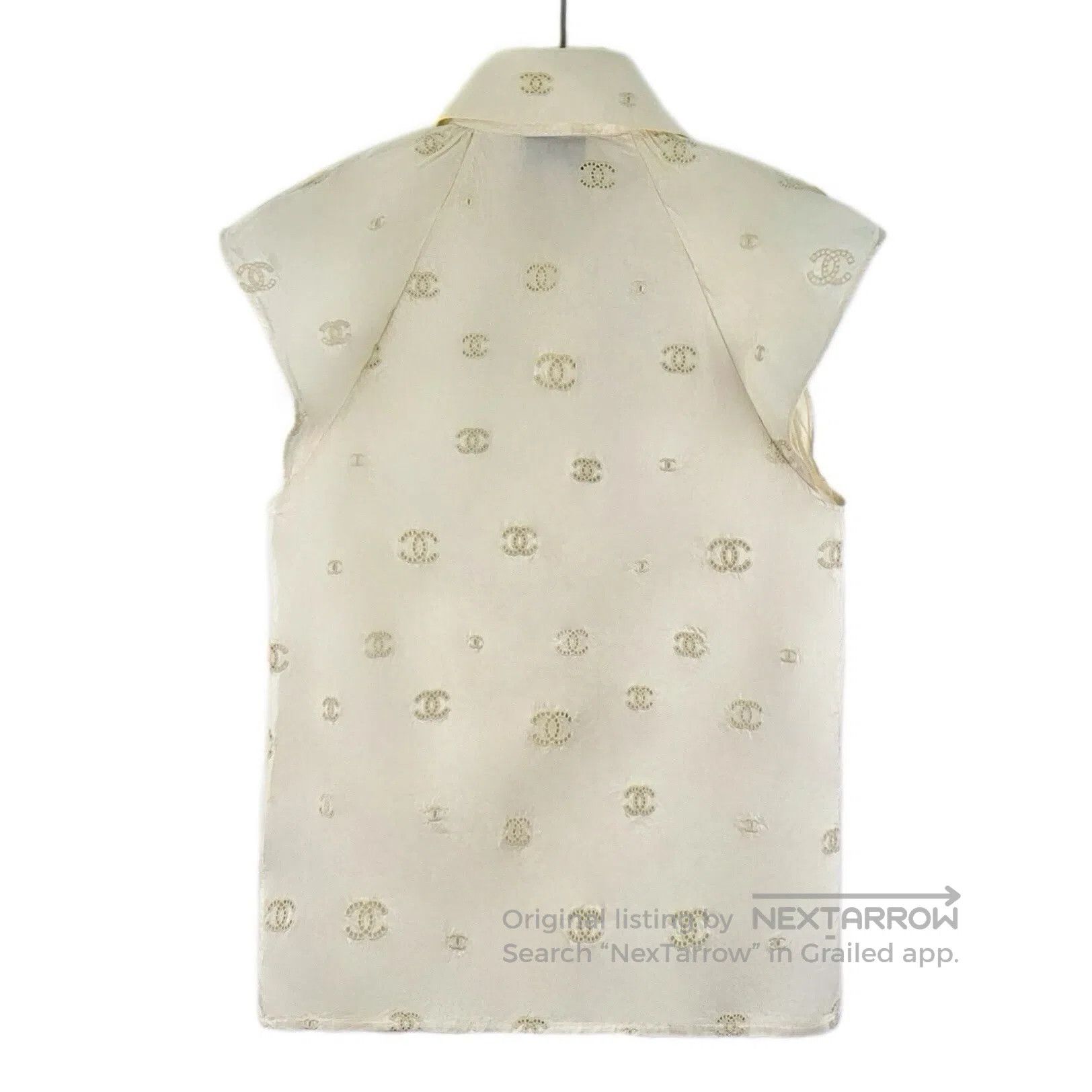 Chanel Chanel Beige Double C Hollow Embroidered Silk Collarless S Size XS / US 0-2 / IT 36-38 - 2 Thumbnail