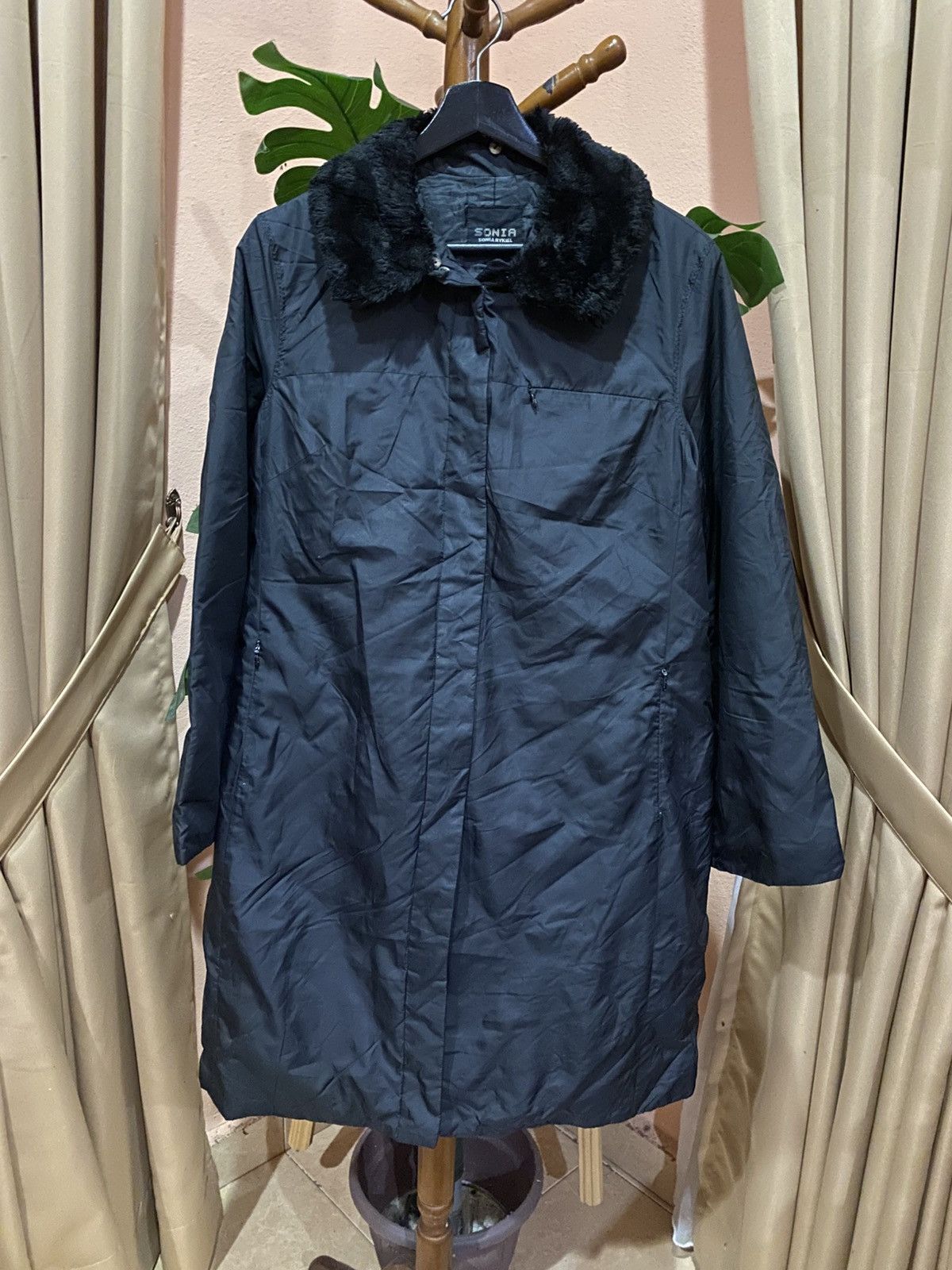 Sonia Rykiel Sonia Rykiel Black Fur-Collar Coat - Vintage Parisian Chic Size XS / US 0-2 / IT 36-38 - 1 Thumbnail