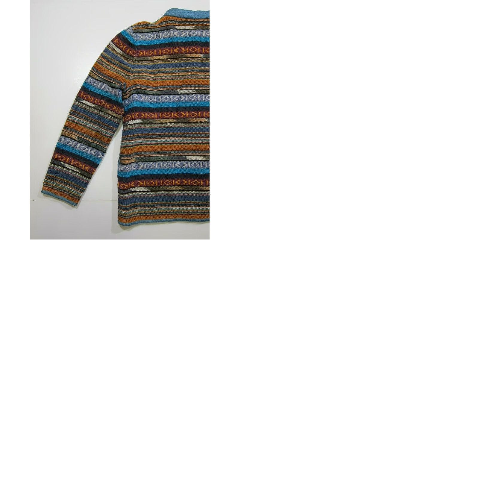 Vintage VINTAGE Think Positive Woven Cotton Blue Orange Ethnic Button-Down Jacket Women Small Size S / US 4 / IT 40 - 9 Thumbnail