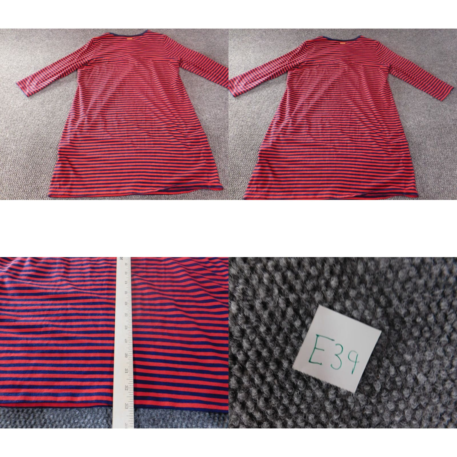 Michael Kors Michael Kors Dress Large Red Striped Womens Knit A-Line Knee Length Casual Round Neck Long Sleeve Pullover Cotton Viscose Stretch Size L / US 10 / IT 46 - 8 Thumbnail