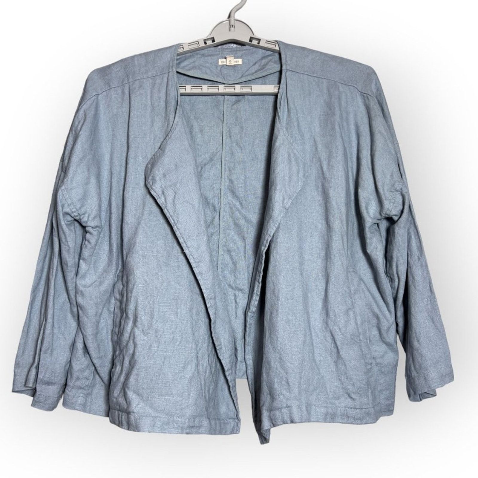 Eileen Fisher Eileen Fisher Organic Linen Blue Boxy Open Jacket Size XL Size XL / US 12-14 / IT 48-50 - 1 Thumbnail