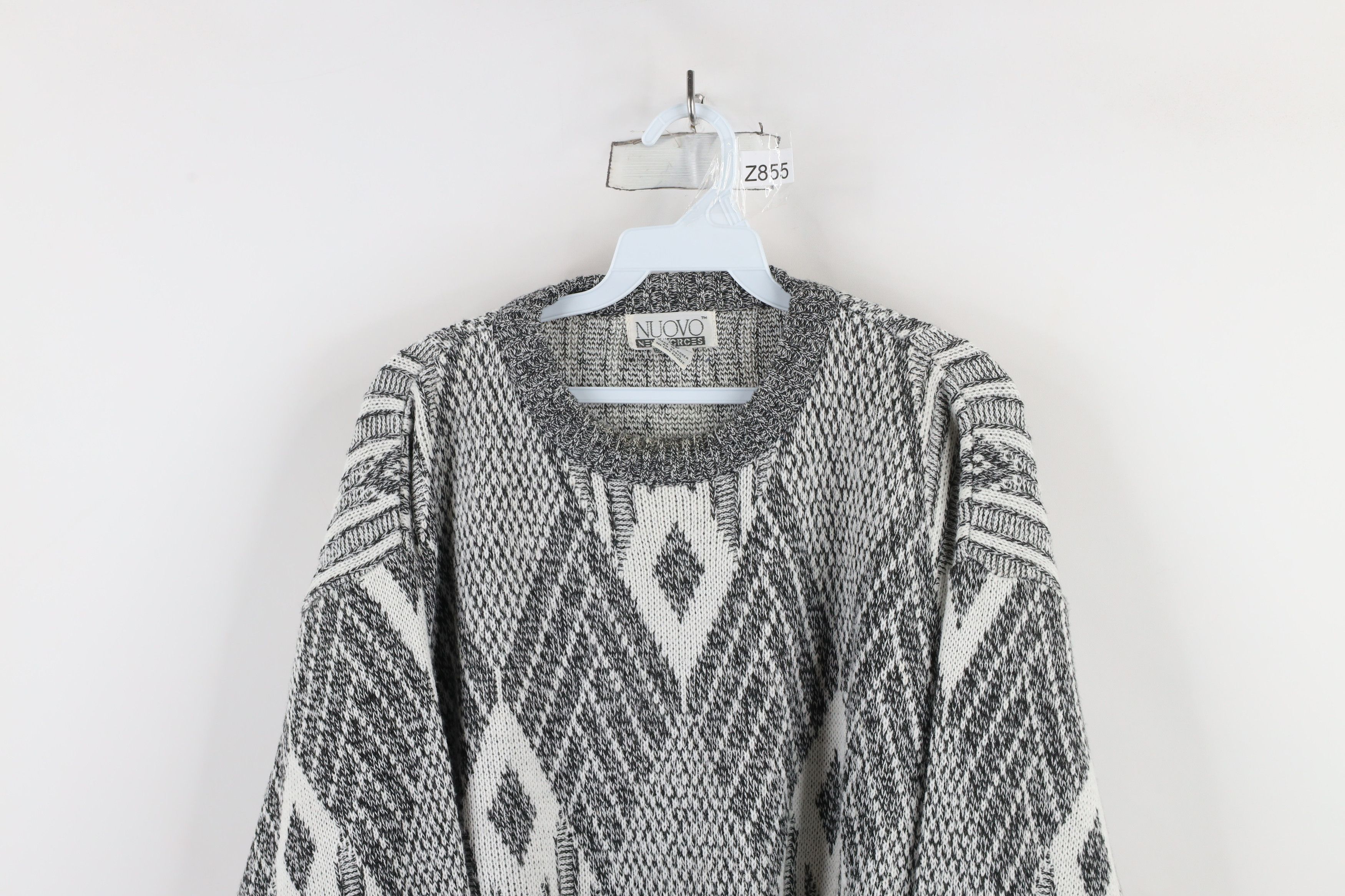 Vintage Vintage 90s Coogi Style Geometric Diamond Knit Sweater Size US XL / EU 56 / 4 - 2 Thumbnail