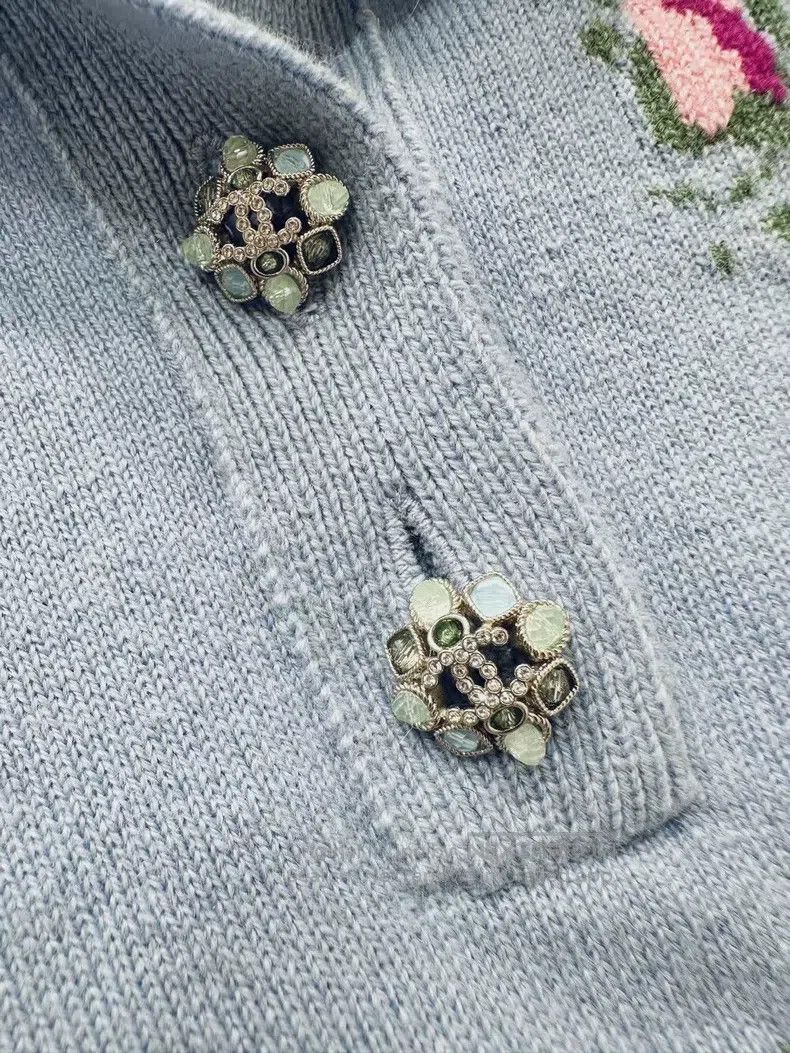 Chanel Chanel Autumn and winter light blue small flower knitted s Size XS / US 0-2 / IT 36-38 - 3 Thumbnail