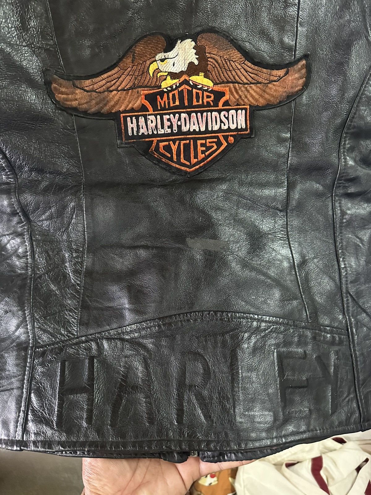 Harley Davidson × Vintage Vintage Harley Davidson Leather Jacket Size US S / EU 44-46 / 1 - 12 Thumbnail