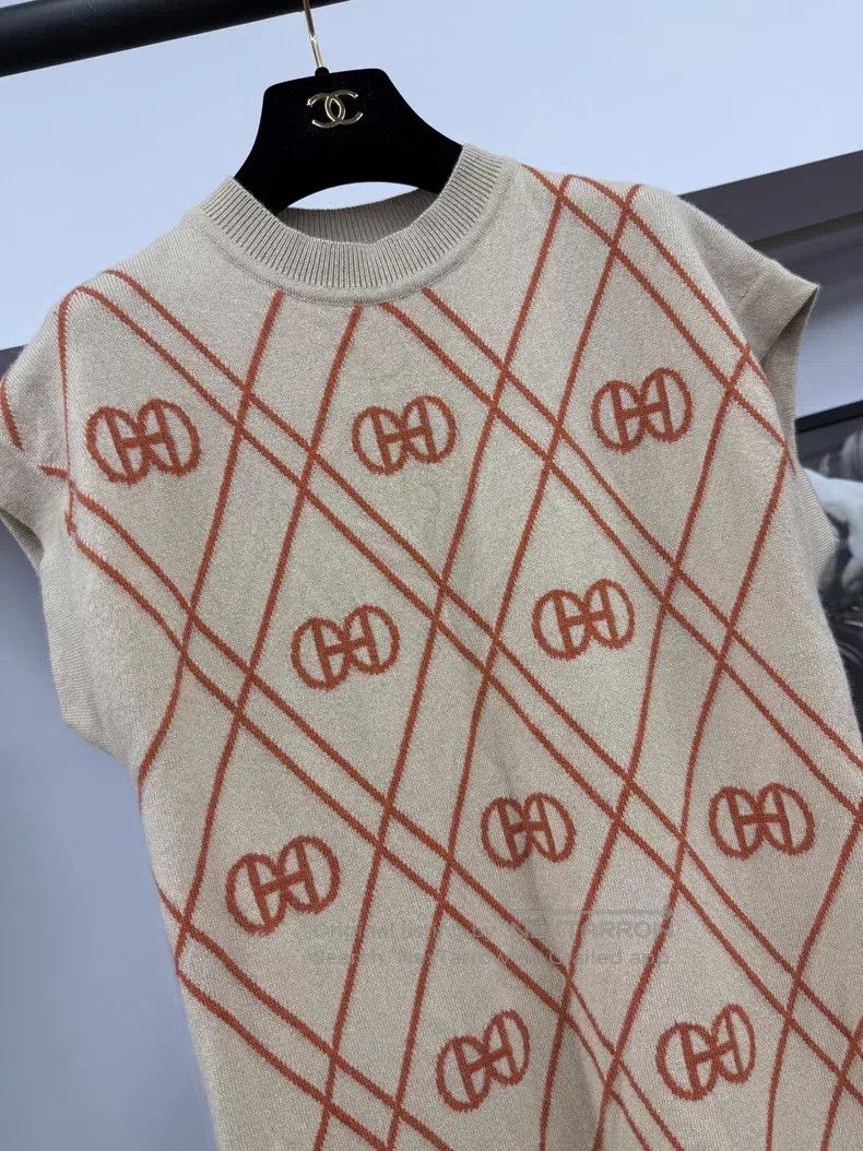 Hermes Hermes Beige Printed Cashmere Knit Dress Size XXS / US 00 / IT 34 - 2 Thumbnail