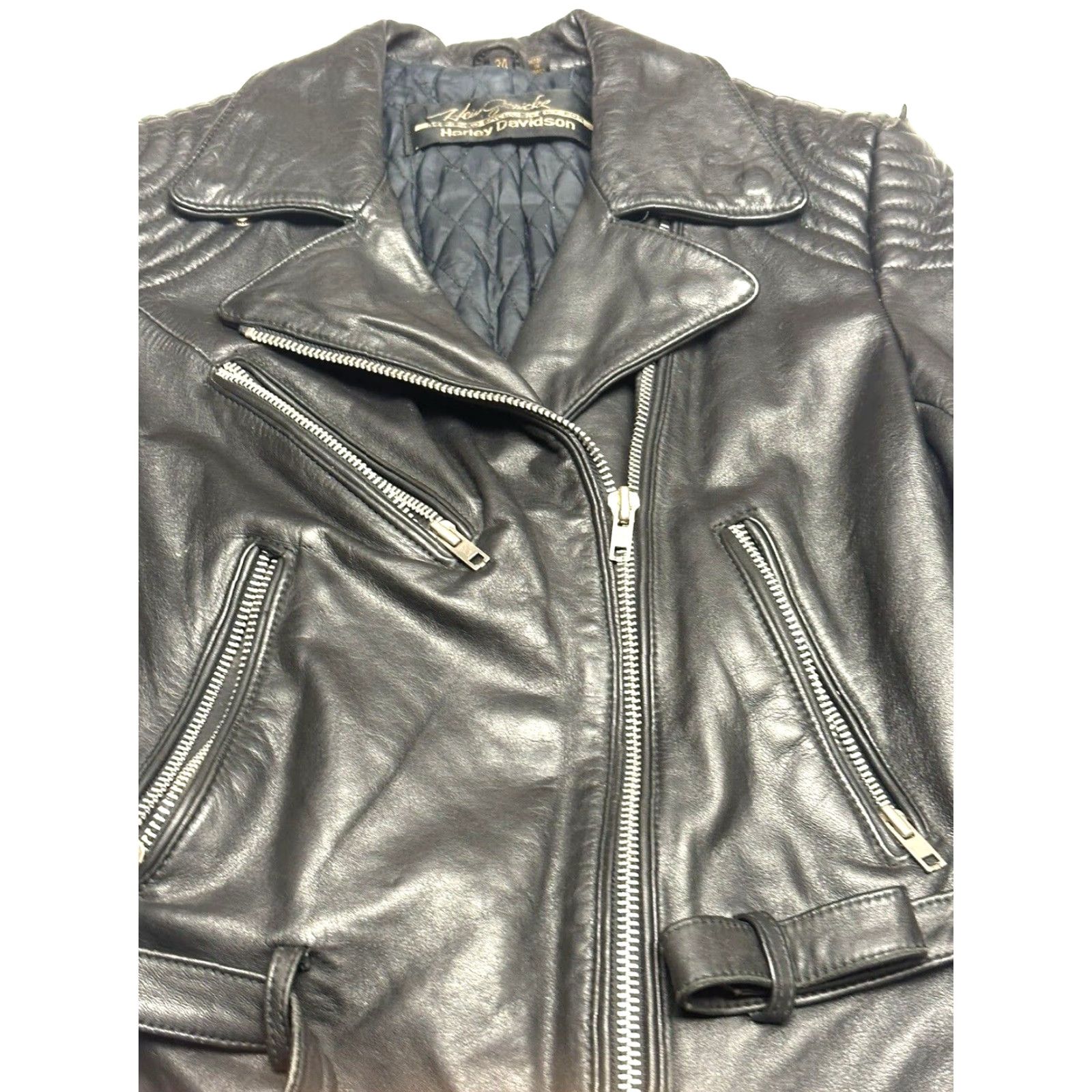 Harley Davidson Hein Gericke Harley Davidson Jacket Leather Biker Moto Lined Quilted 34 Black Unisex Adults Mens Womens Jacket Size XXS / US 00 / IT 34 - 2 Thumbnail
