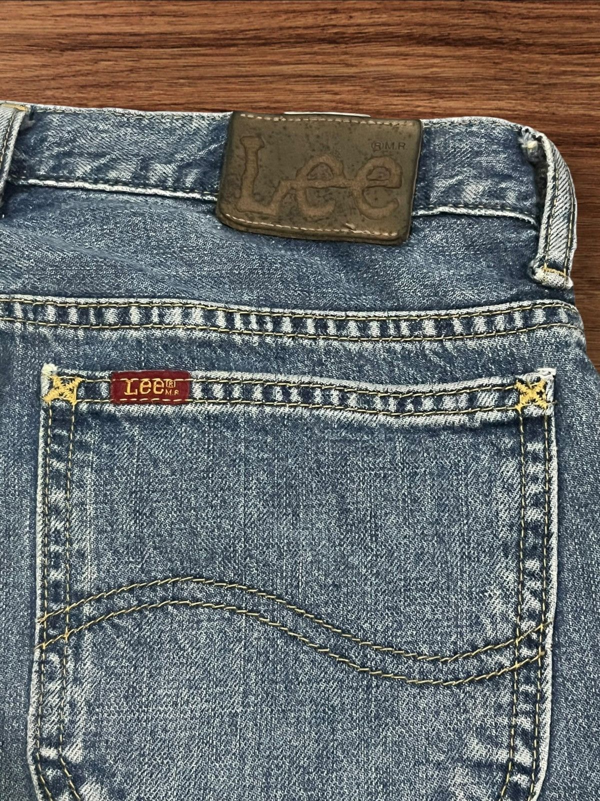 Lee × Vintage Vintage Miss Lee Trashed Punk Style Blue Washed Flare Jeans Size 31" - 8 Thumbnail