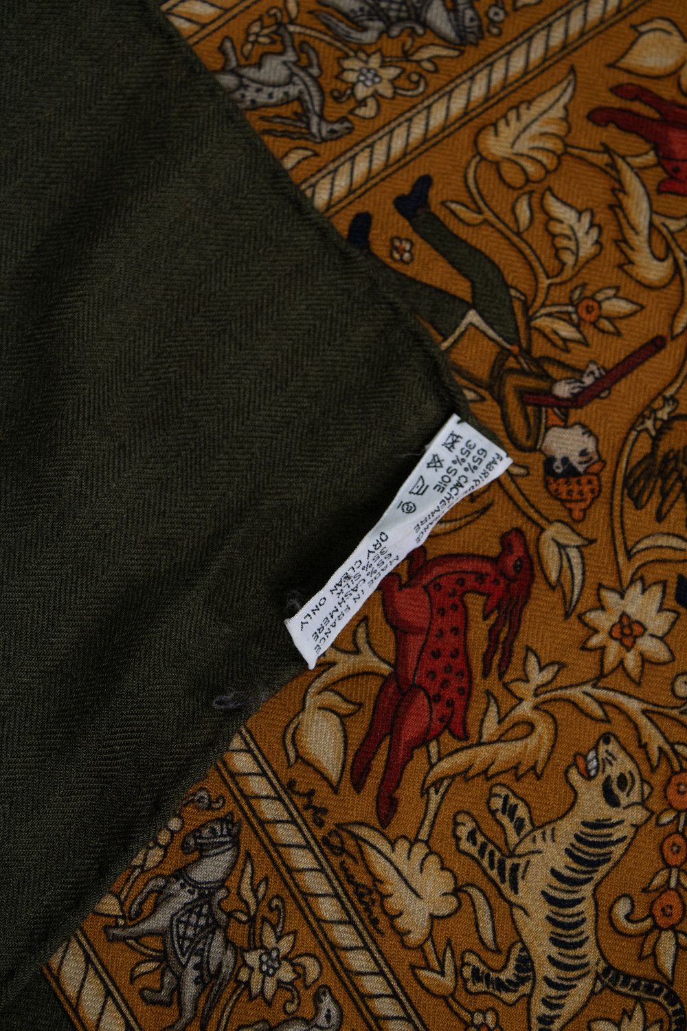 Hermes Hermes, Chasse en Inde cashmere scarf in green Size ONE SIZE - 5 Thumbnail