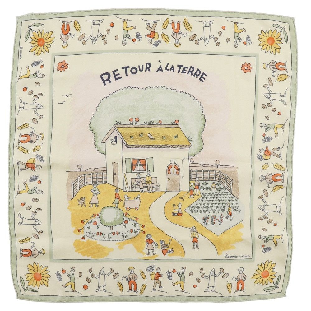 Hermes Hermes Hermes Retour a la Terre Silk Scarf Textile Scarf DUTY FREE for USA Size ONE SIZE - 1 Thumbnail