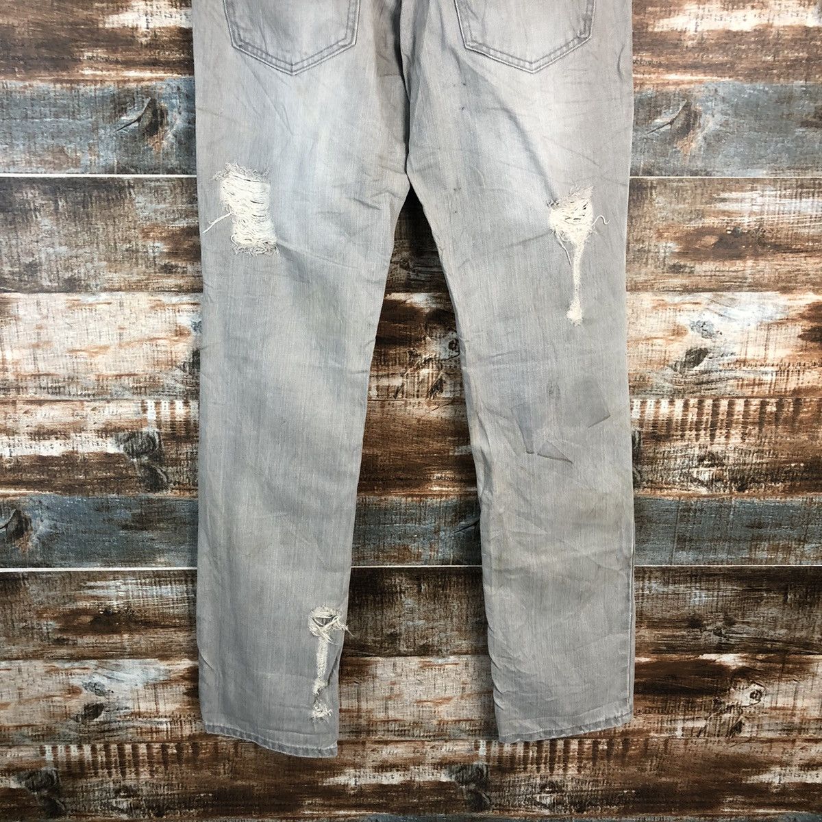 Japanese Brand DL Gennaro Jeans Grey Distressed Denim Pants #C102 Size US 27 - 15 Thumbnail