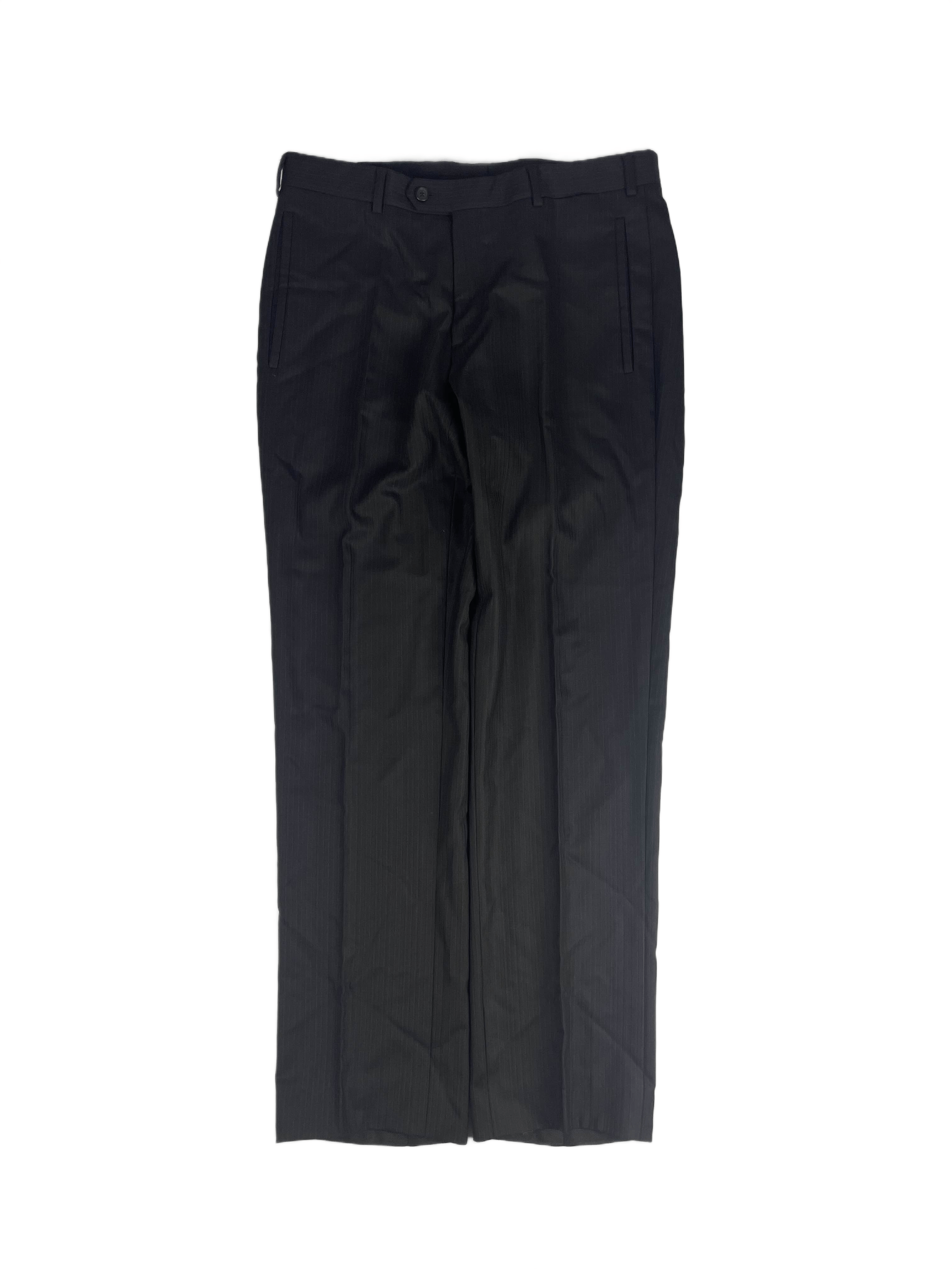 Prada Luxury 100% Virgin Wool Suit Trousers Pinstripe Black