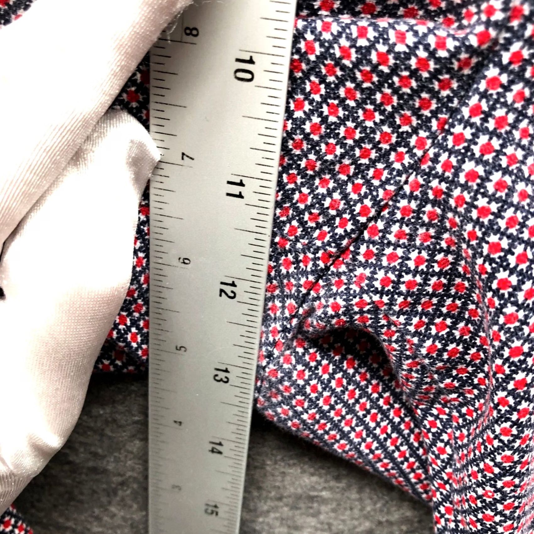 Talbots Talbots Heritage Ankle Pants Womens 14 Red Blue Geometric Cotton Modal Blend Twist Twill Pockets Rise Mid Regular Size 36" / US 14 / IT 50 - 6 Thumbnail