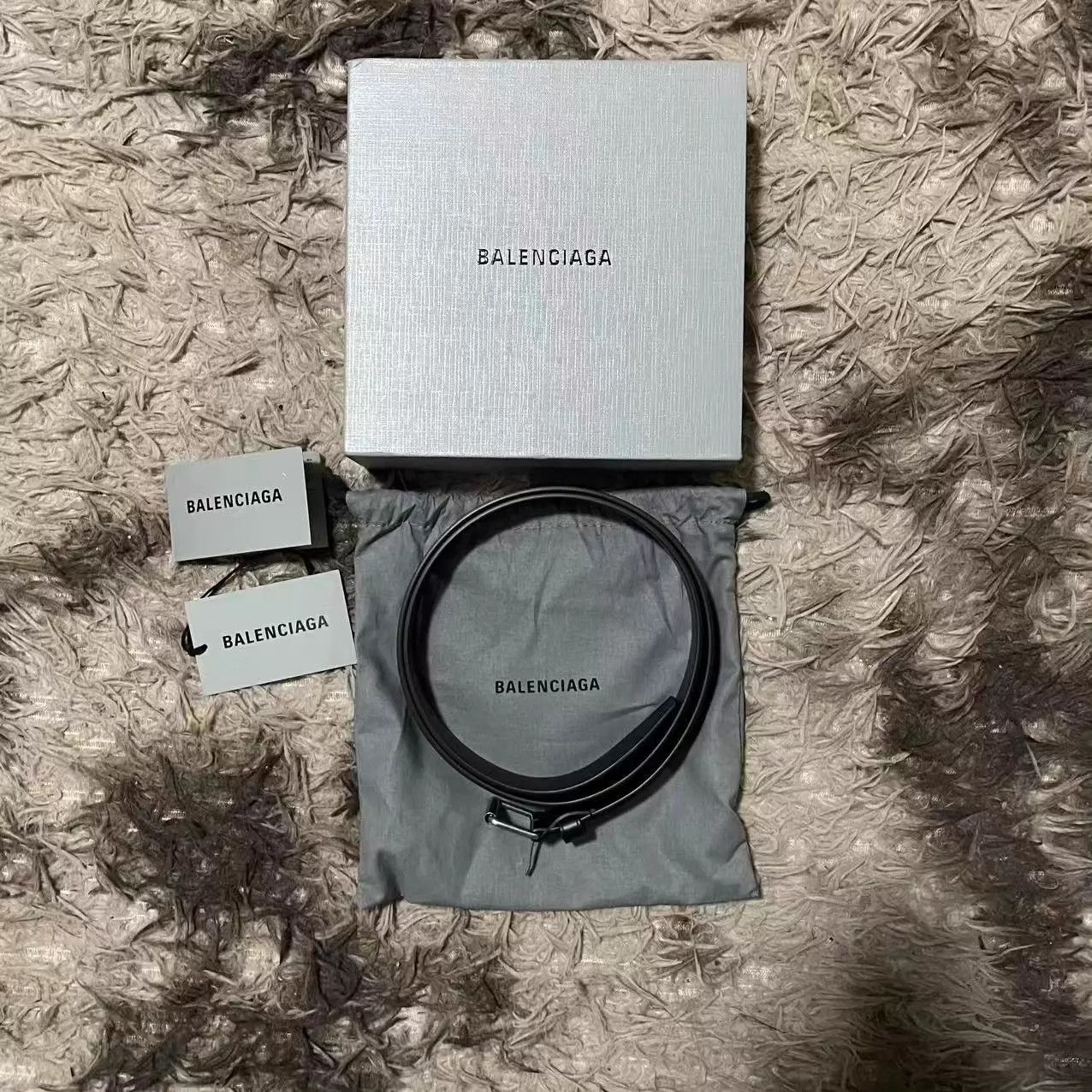 Balenciaga Balenciaga logo print leather belt black 100cm Size ONE SIZE - 1 Thumbnail