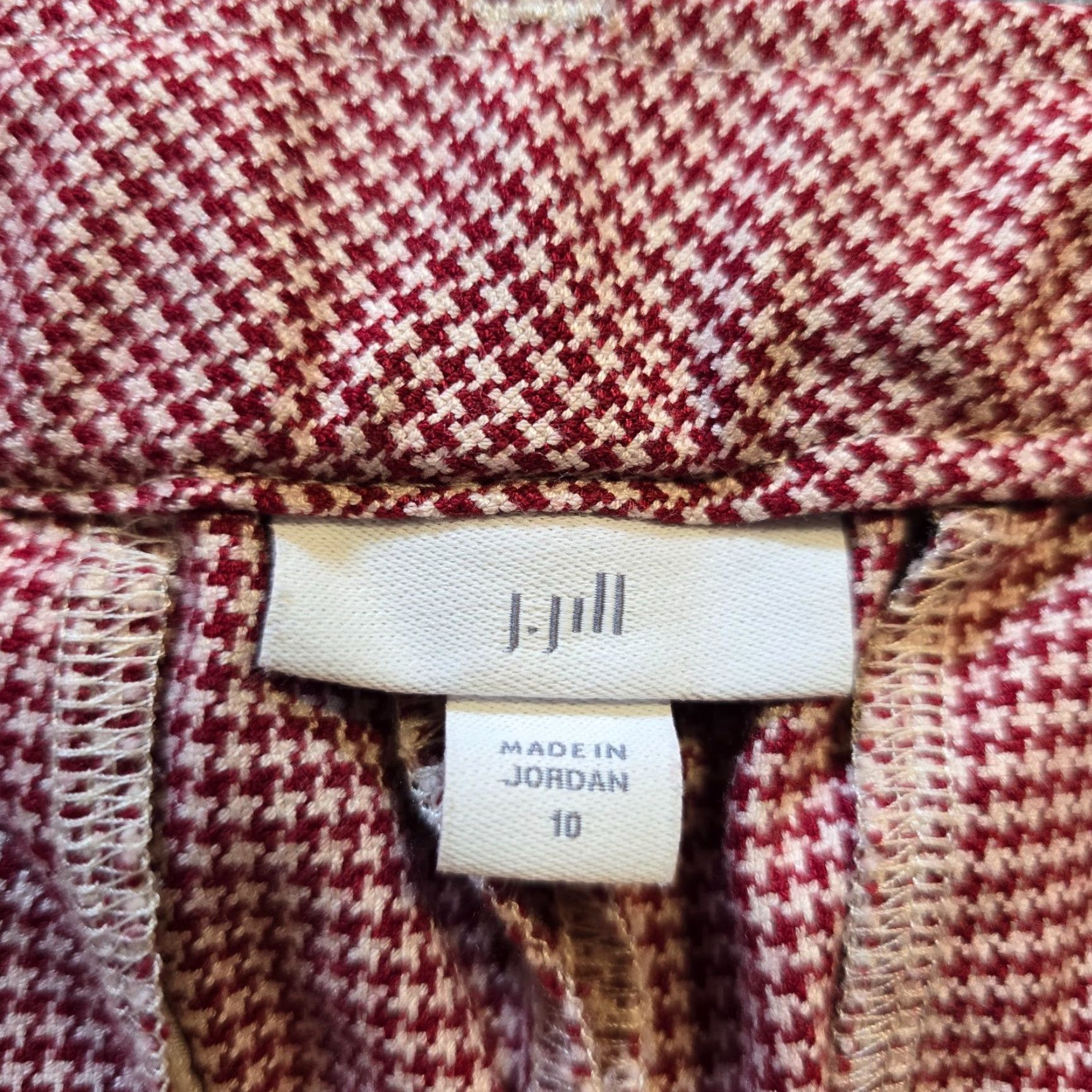 J. Jill J. Jill Pants Womens Size 10 Red Houndstooth Crop Capri Wide Leg Stretch Casual Pants Size 30" / US 8 / IT 44 - 4 Thumbnail