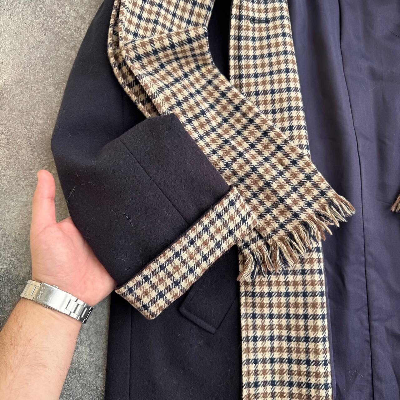 Aquascutum × Vintage 80s Aquascutum Limited Vintage Navy Wool Trench Coat Size L / US 10 / IT 46 - 9 Thumbnail
