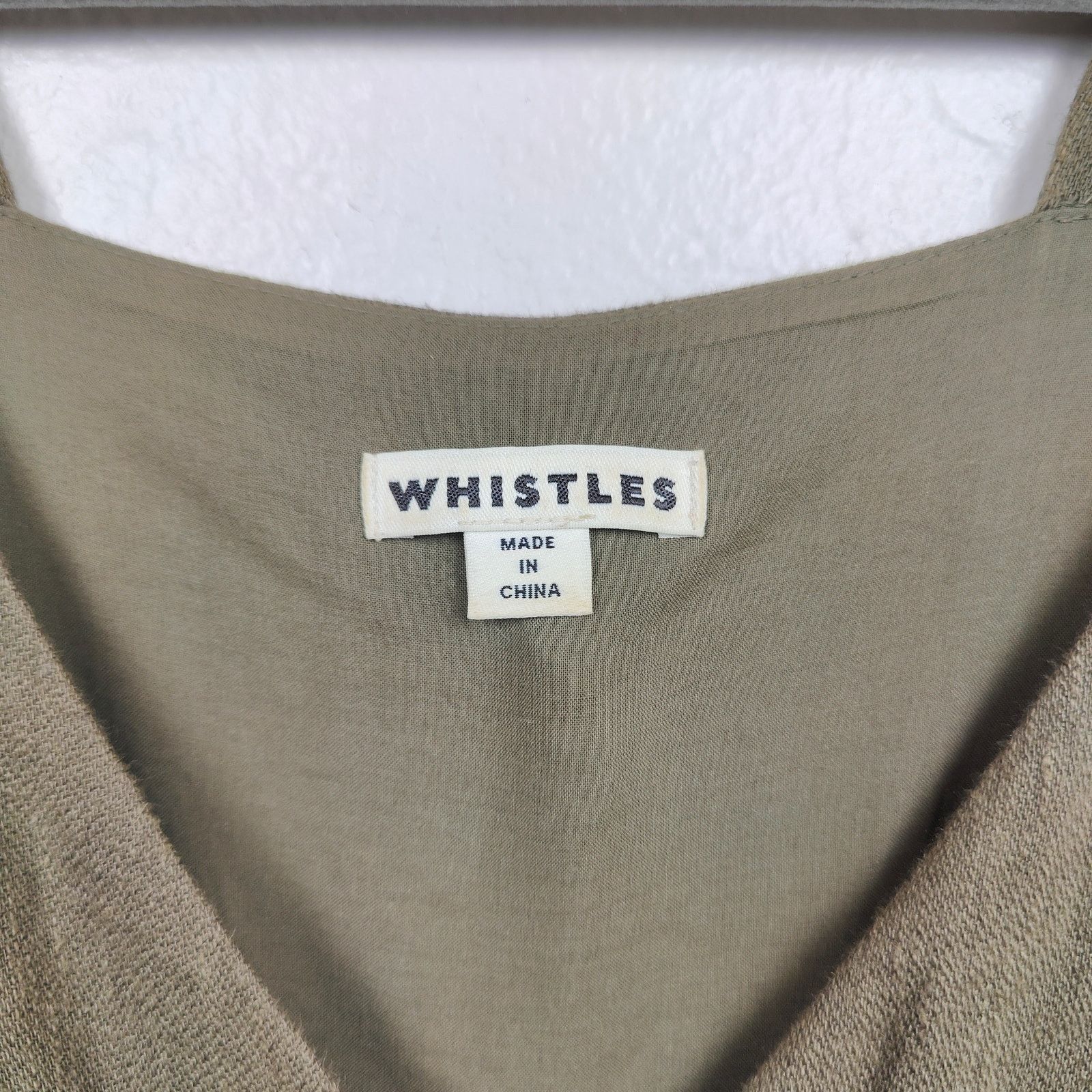 Whistles Whistles Linen Jumpsuit Womens US 6 Olive Green Sleeveless Size 28" / US 6 / IT 42 - 3 Thumbnail