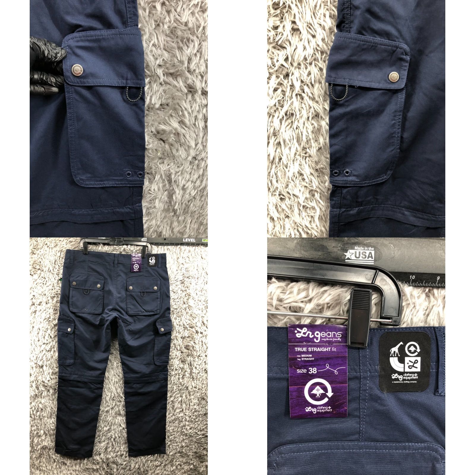 Vintage LRG LRGeans Convertible Pants Mens 38 Blue Cargo Pocket Cargo Pant Regular 34in Inseam Men Blue 90s? Size US 38 / EU 54 - 8 Thumbnail
