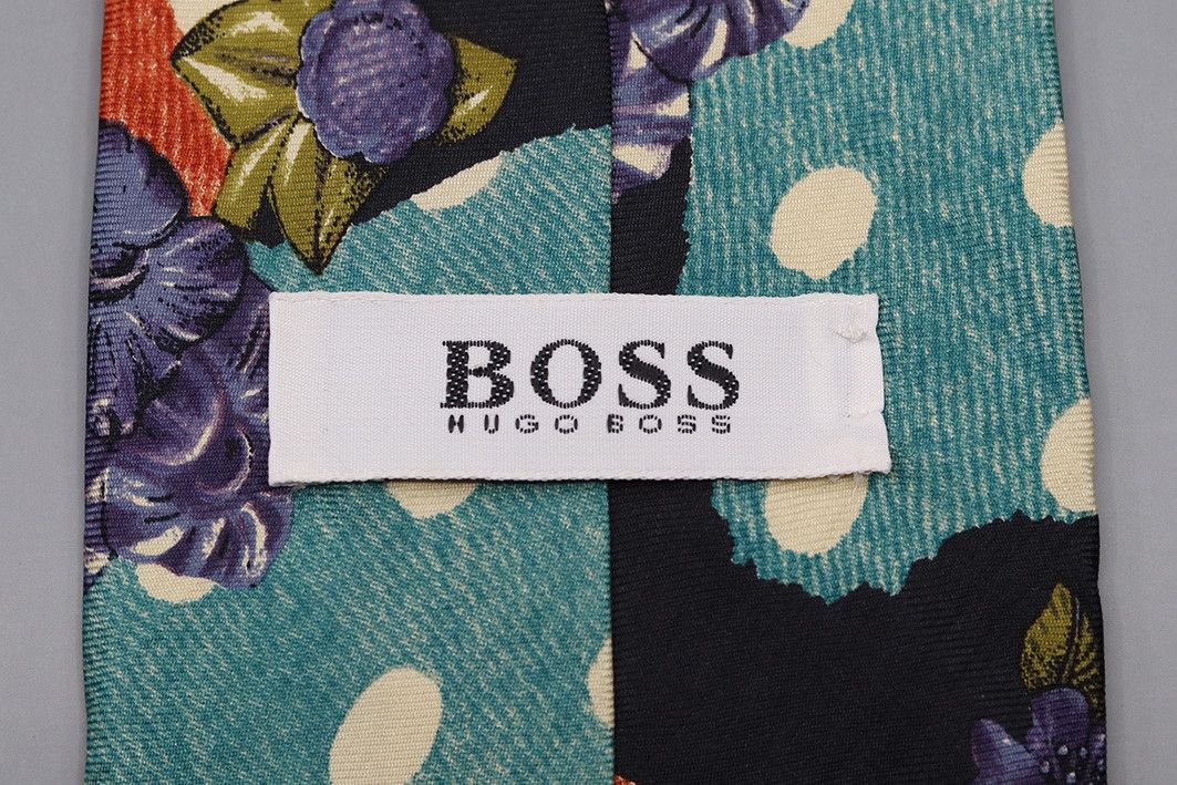 Hugo Boss × Vintage Vintage Hugo Boss Silk Tie – Bold Polka Dot Floral Print Size ONE SIZE - 3 Thumbnail