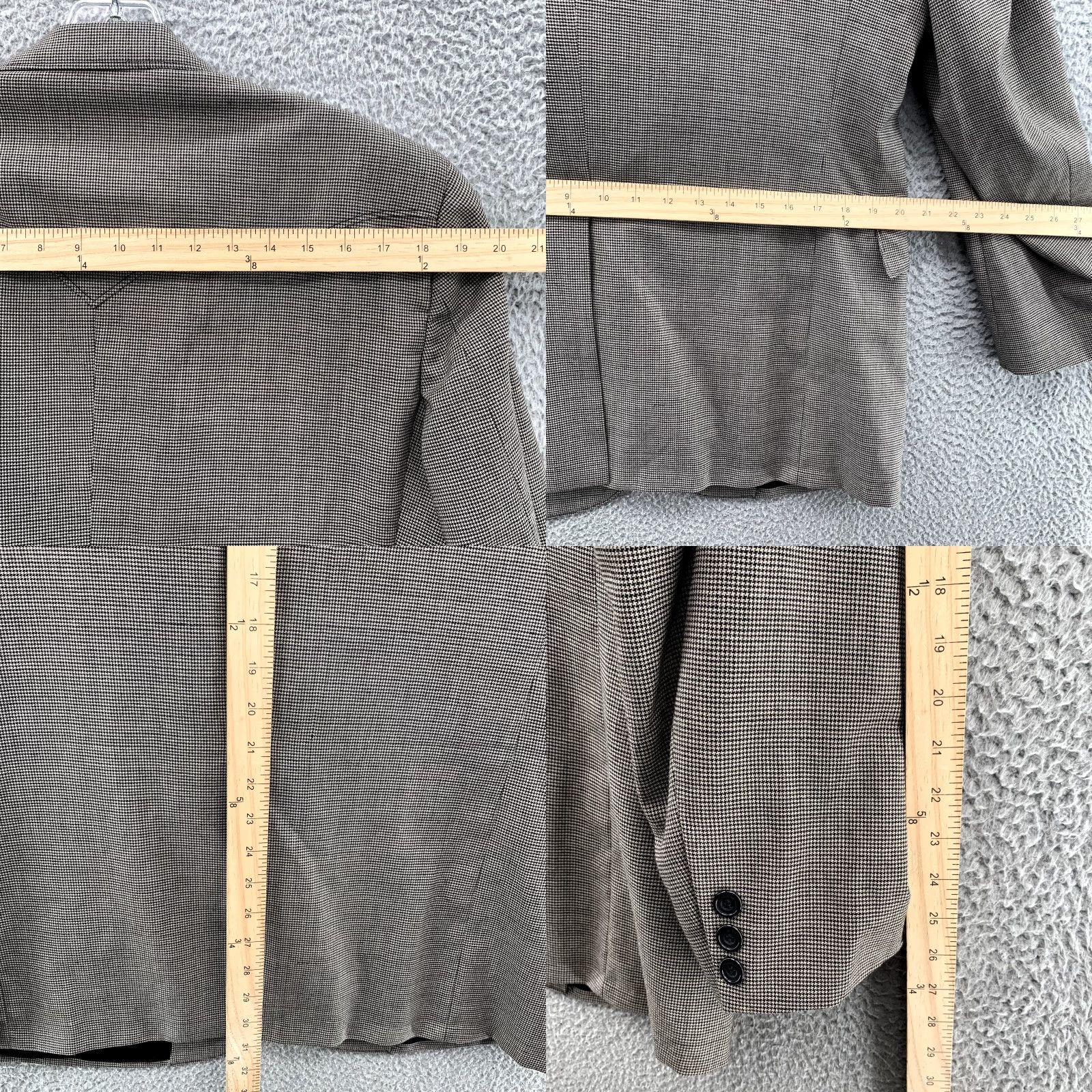 Vintage Circle S Blazer Men's 42L Gray Houndstooth Wool Blend Cowboy Texas USA Plaid Western Mens Size 42R - 8 Thumbnail