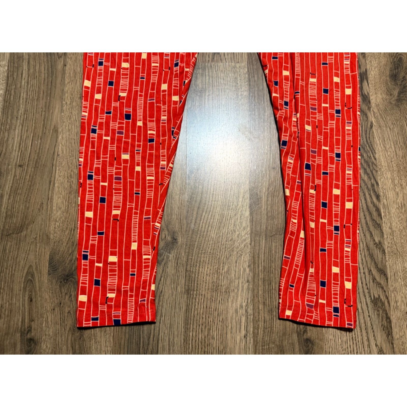 Vintage VINTAGE? No, but original: LuLaRoe Pants Women's Tall & Curvy Orange Blue Yellow Pull On Leggings Shirt? Size 32" / US 10 / IT 46 - 3 Thumbnail