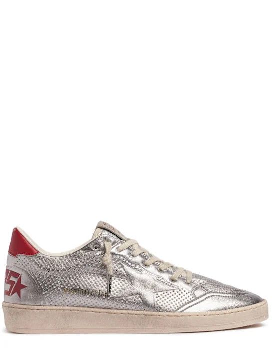 o1lsvrm0425 Star Forated Bio Based Sneakers in Silver/Red