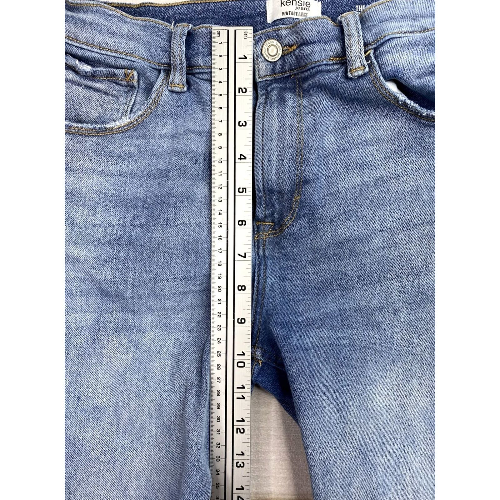 Vintage Kensie Jeans Sz 10/30 The Kelsey High Rise Skinny Ankle Distressed Raw Hem Jeans Women Slim Denim Blue 5-Pocket City Fall Winter Spring Size 32" / US 10 / IT 46 - 6 Thumbnail