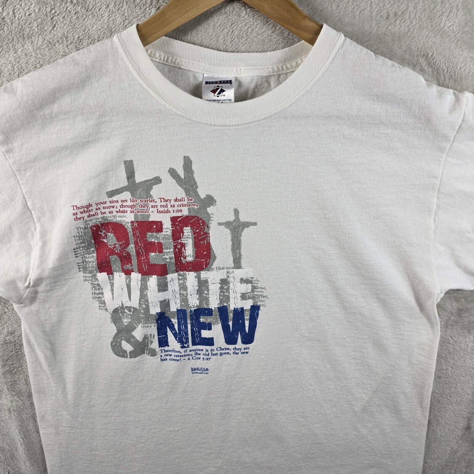 Jerzees Kerusso Christian Jesus Crucifixion T Shirt L Red White New Size US L / EU 52-54 / 3 - 3 Thumbnail