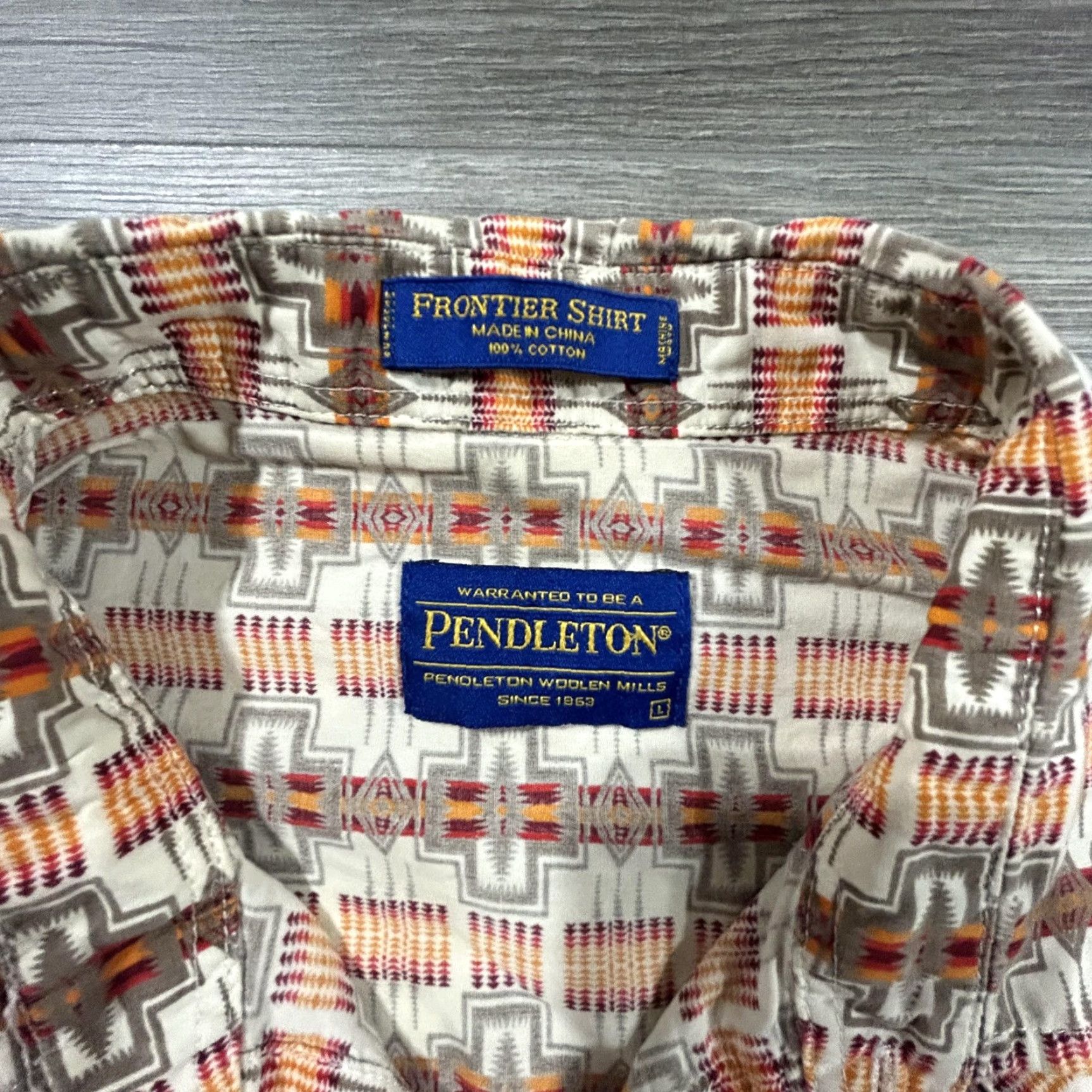 Pendleton VINTAGE Pendleton Geometric Aztec Frontier Shirt Mens Large Cotton Button-Up Western Front Snap Front Shirt Size US L / EU 52-54 / 3 - 4 Thumbnail