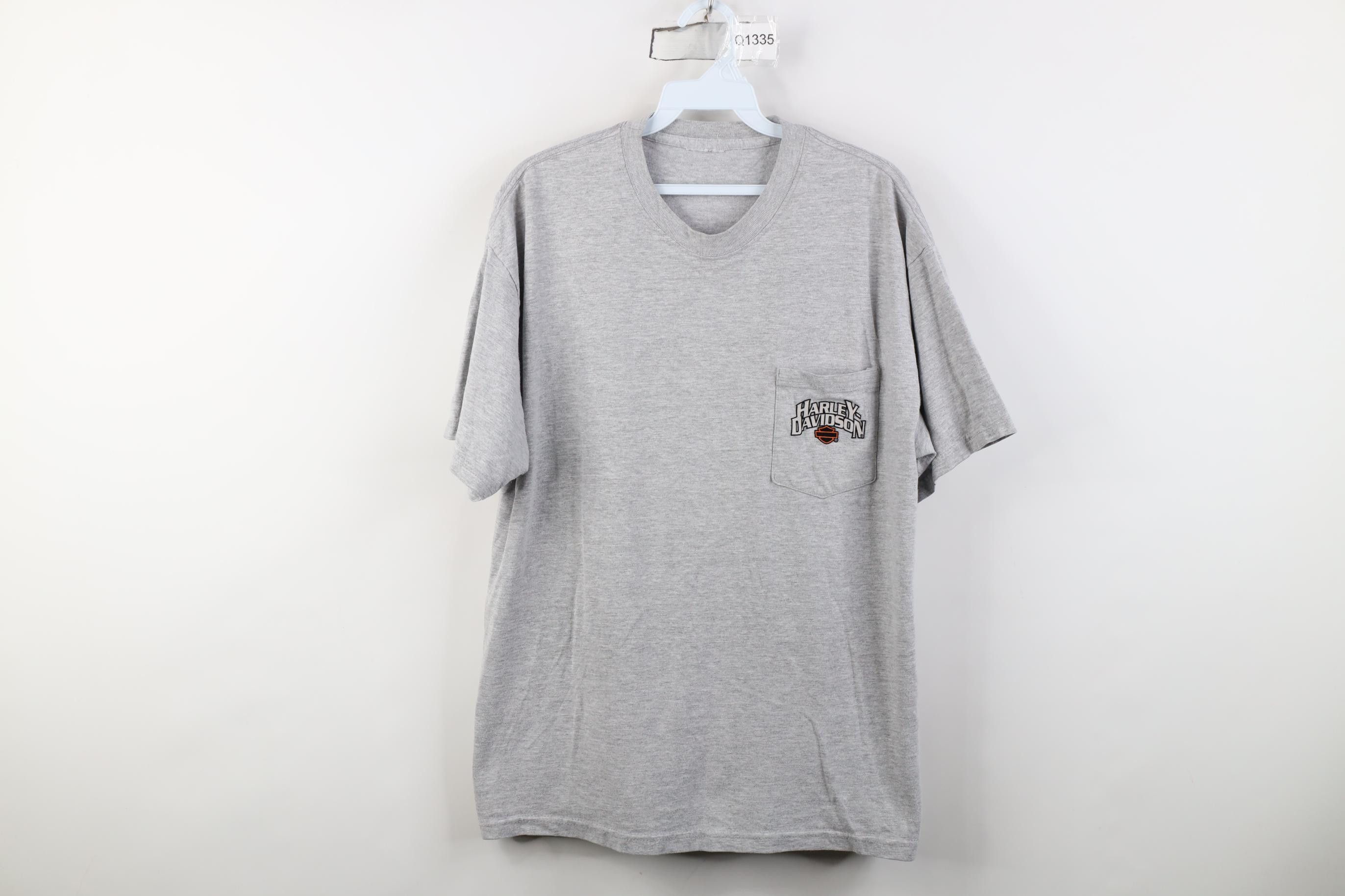 Harley Davidson Vintage Harley Davidson Velour Logo Pocket T-Shirt Gray Size US M / EU 48-50 / 2 - 1 Thumbnail