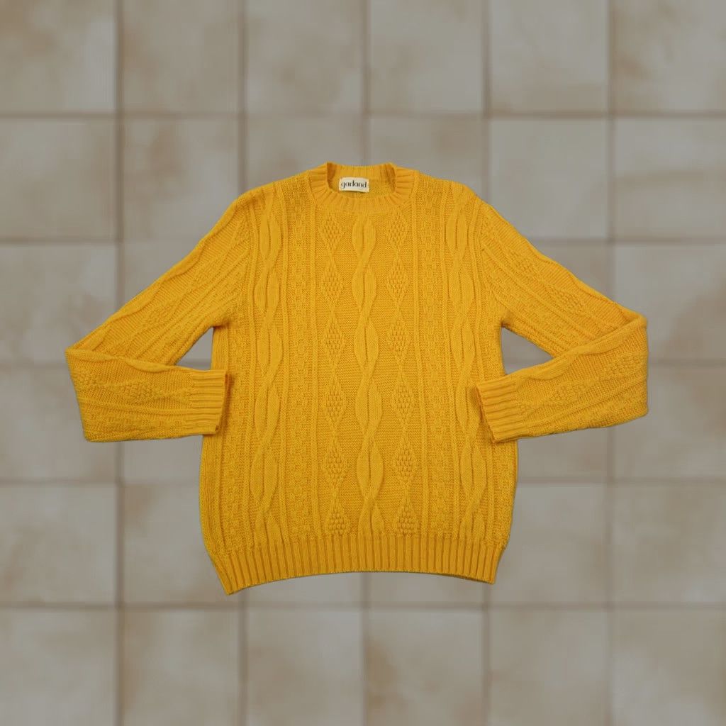 Vintage VINTAGE Garland Sweater Womens Small Gold Yellow Chunky Cable Knit 60s 70s Size S / US 4 / IT 40 - 1 Thumbnail