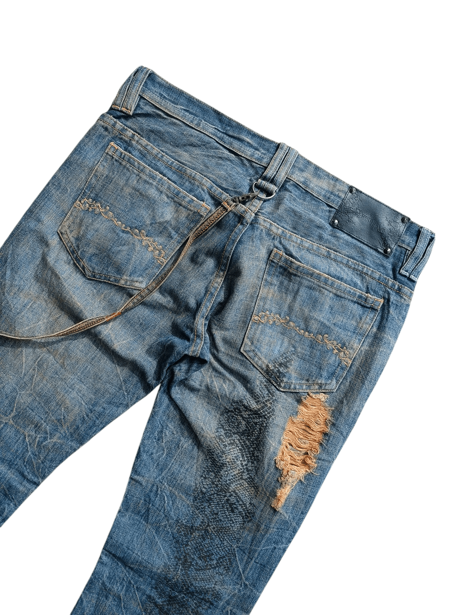 Japanese Brand FLARED Midas Japanese Machiavel Distressed Whiskers Jeans Size US 32 / EU 48 - 8 Thumbnail
