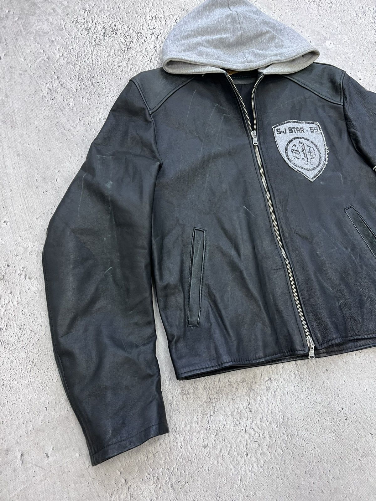 Vintage Vintage 90's 14thaddiction style Leather hood Jacket Size US M / EU 48-50 / 2 - 4 Thumbnail