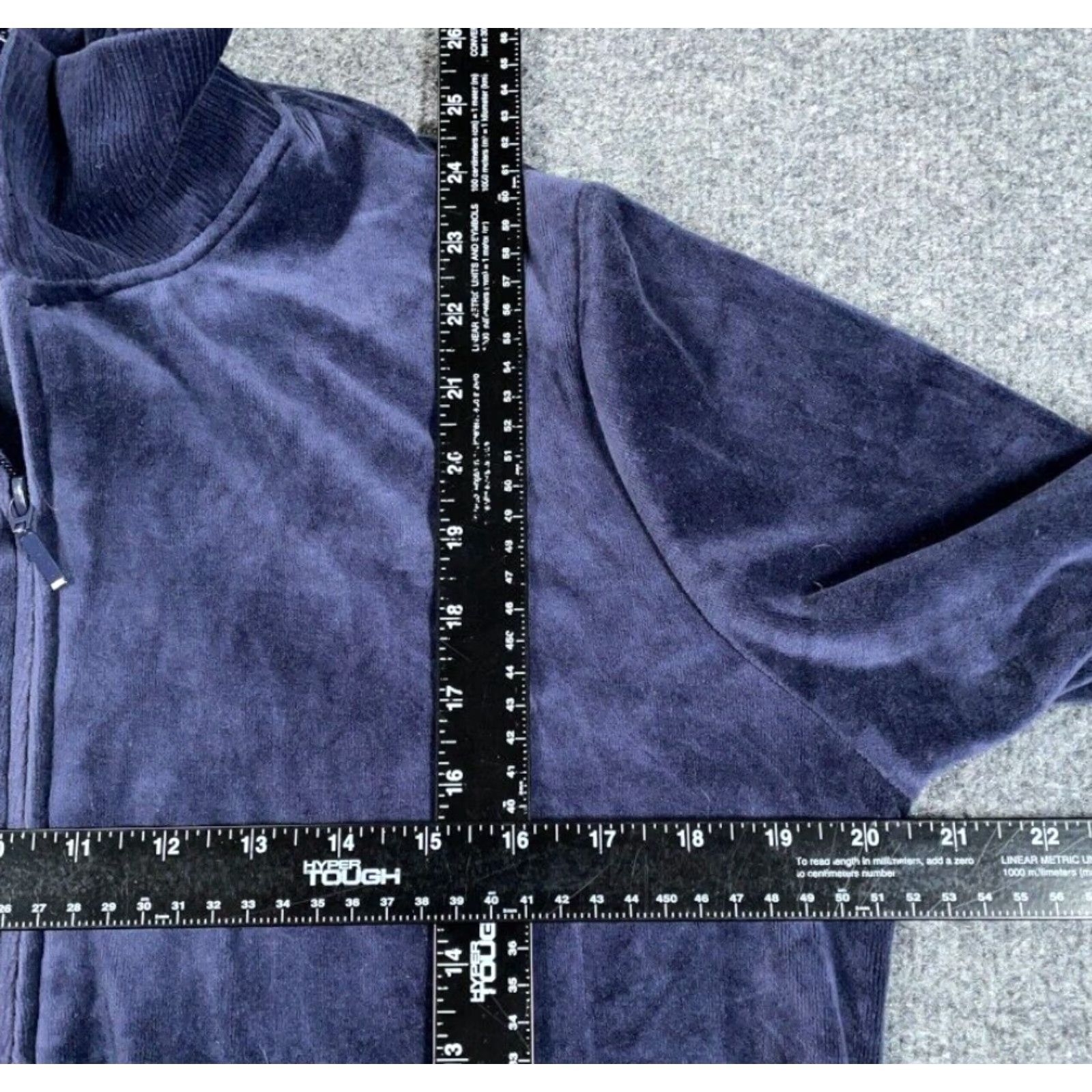 Basic Editions Retro Velour Zip Track Jacket Women's Large Dark Blue Lightweight Skater Mod Size L / US 10 / IT 46 - 5 Thumbnail