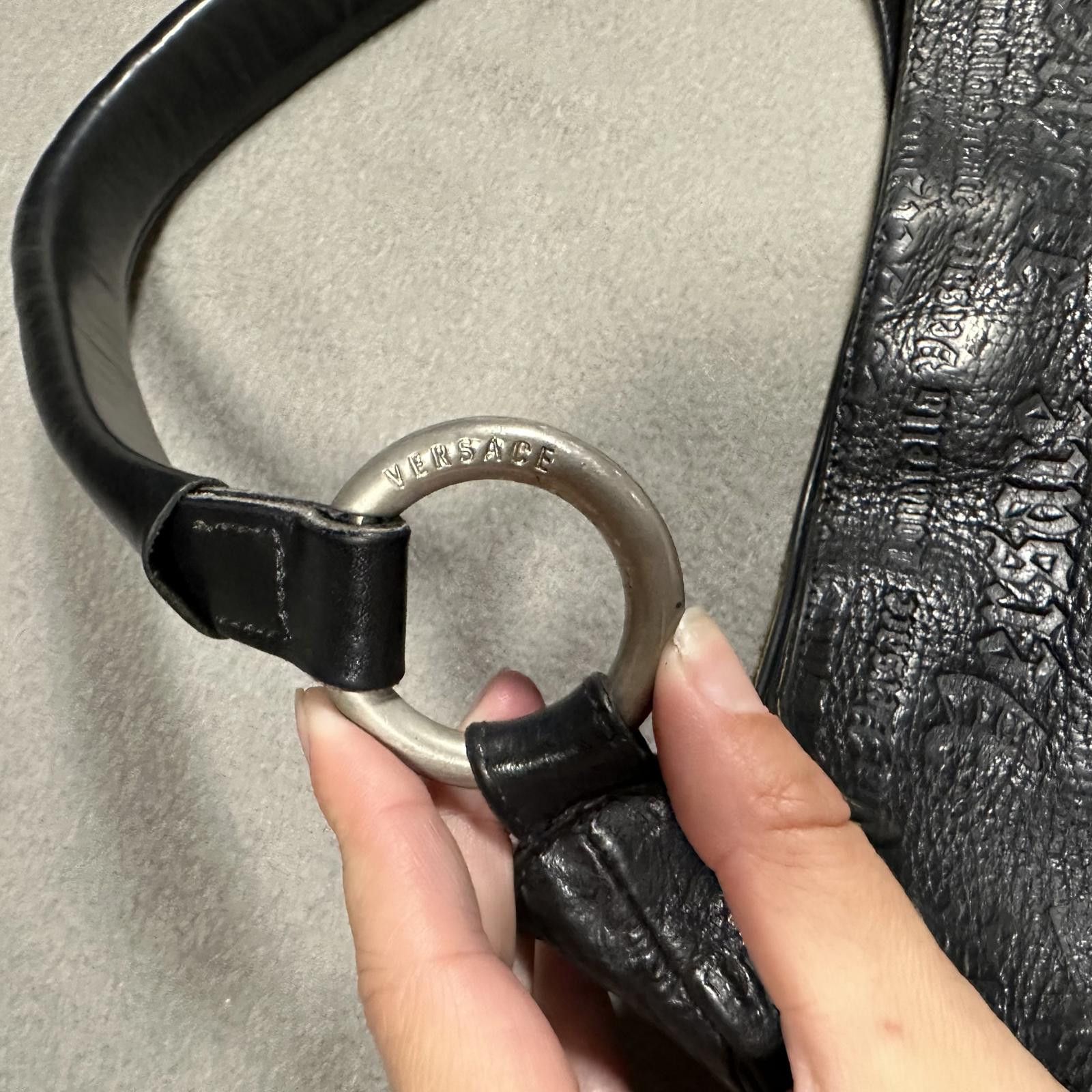 Versace Versace Bag Vintage Black Embossed Leather Shoulder Bag Size ONE SIZE - 5 Thumbnail