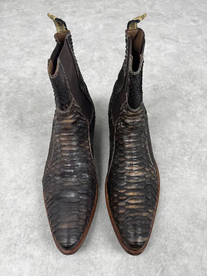 Roberto Cavalli 2000s Roberto Cavalli Brown Python Cowboy Boots Size US 11 / EU 44 - 5 Thumbnail