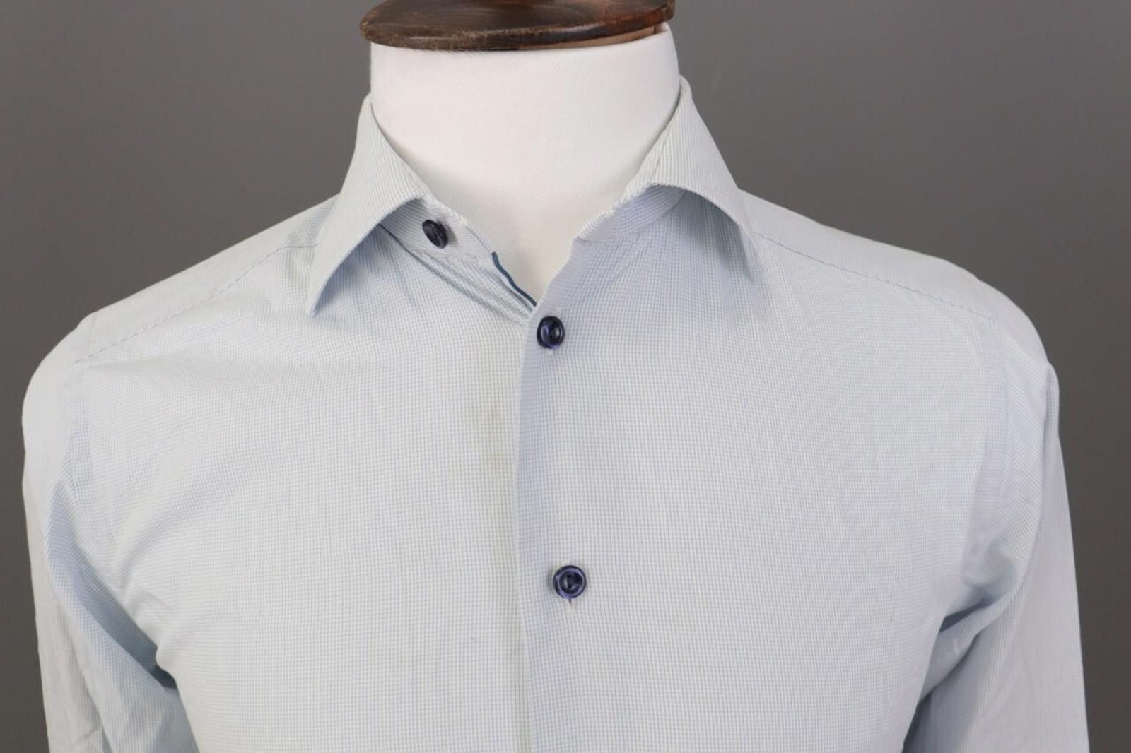 Eton Eton Slim Fit Blue Printed Button Down Shirt Size 38 / 15 Size US M / EU 48-50 / 2 - 3 Thumbnail