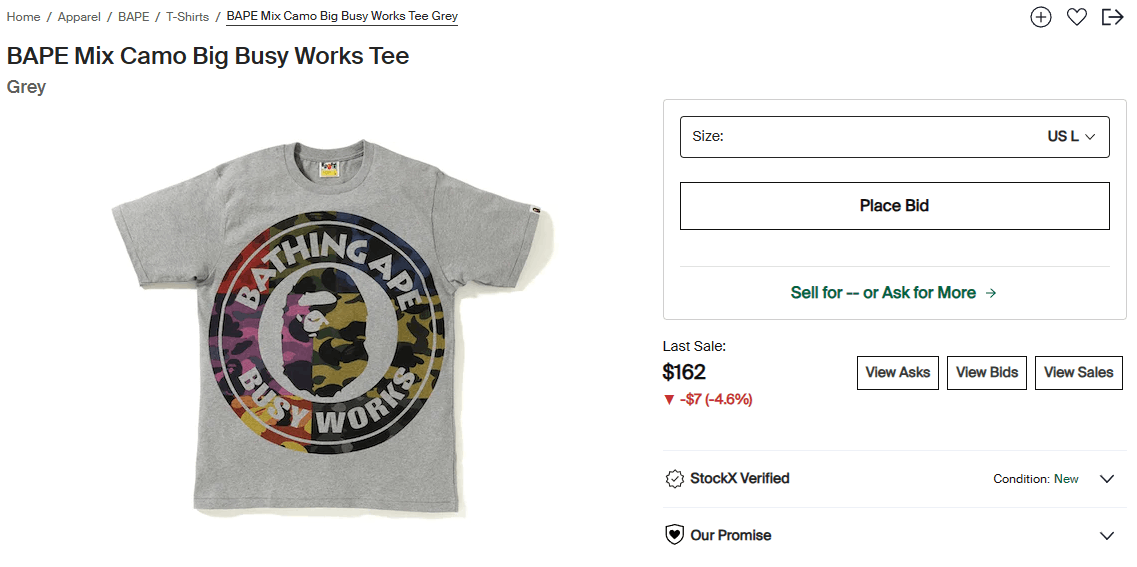 Bape BAPE Mix Camo Big Busy Works Tee Grey (with plastic bag) Size US M / EU 48-50 / 2 - 2 Thumbnail