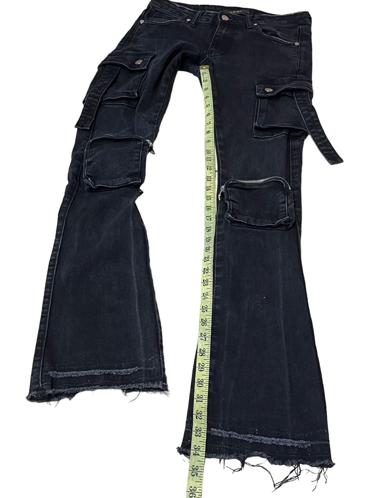 Le Grande Bleu (L.G.B.) SICK🔥PHEELINGS STACKED BONDAGE STRETCH COTTON FLARE JEANS Size US 30 / EU 46 - 21 Thumbnail