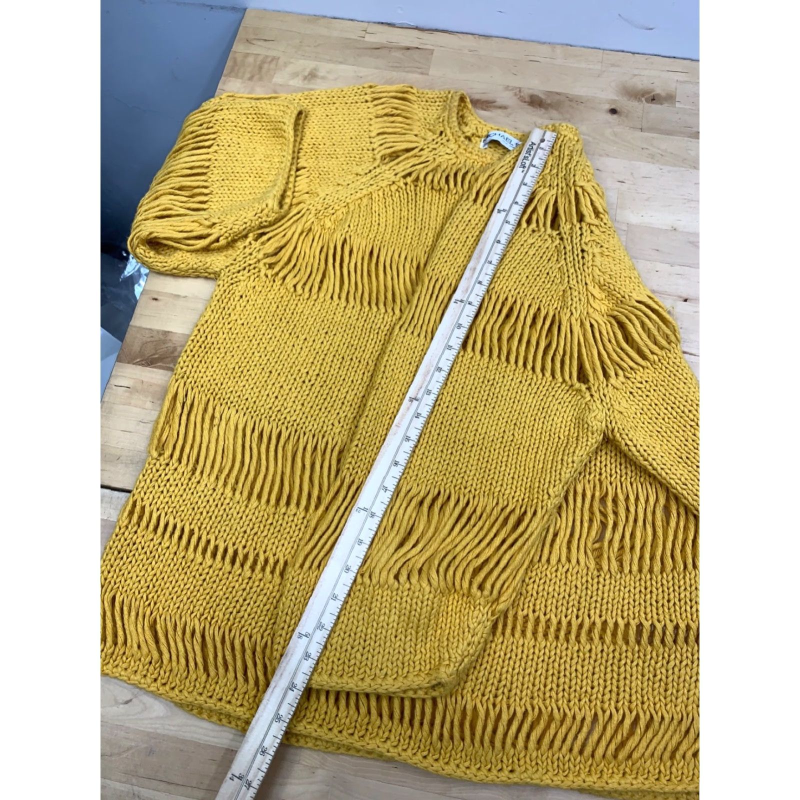 Simons VINTAGE Michael Simon Sweater Womens Yellow Knit 90s Short Sleeve Pullover 12661 Size XS / US 0-2 / IT 36-38 - 6 Thumbnail