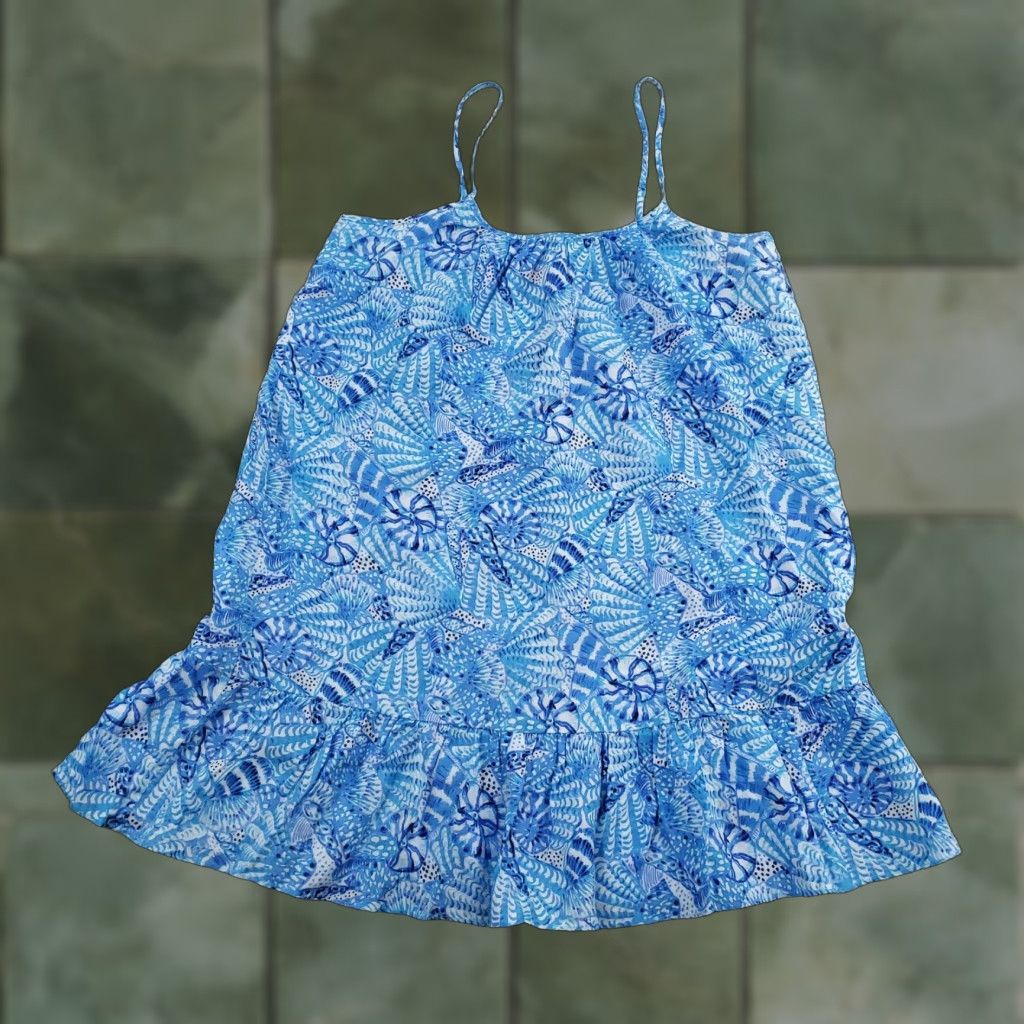 Lilly Pulitzer Lilly Pulitzer Jaydan Linen Dress Womens M Amalfi Blue Seashell 012797 Sundress Shift Sleeveless Geometric Beach Casual Travel Linen 100% Size M / US 6-8 / IT 42-44 - 1 Thumbnail