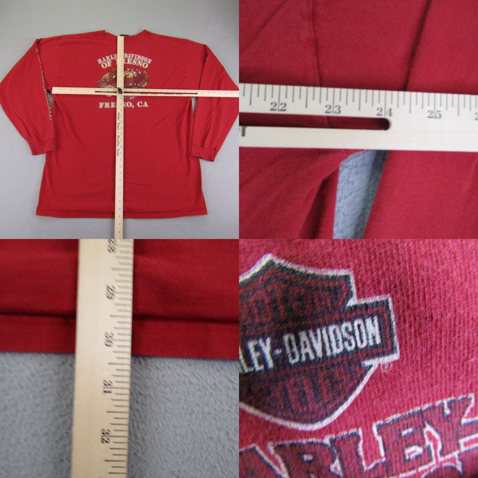 Harley Davidson VINTAGE Harley-Davidson Shirt Mens 2XL Red T-Shirt Graphic Print Logo Biker Fresno Eagle Made In USA Mens Shirt Size US XXL / EU 58 / 5 - 8 Thumbnail