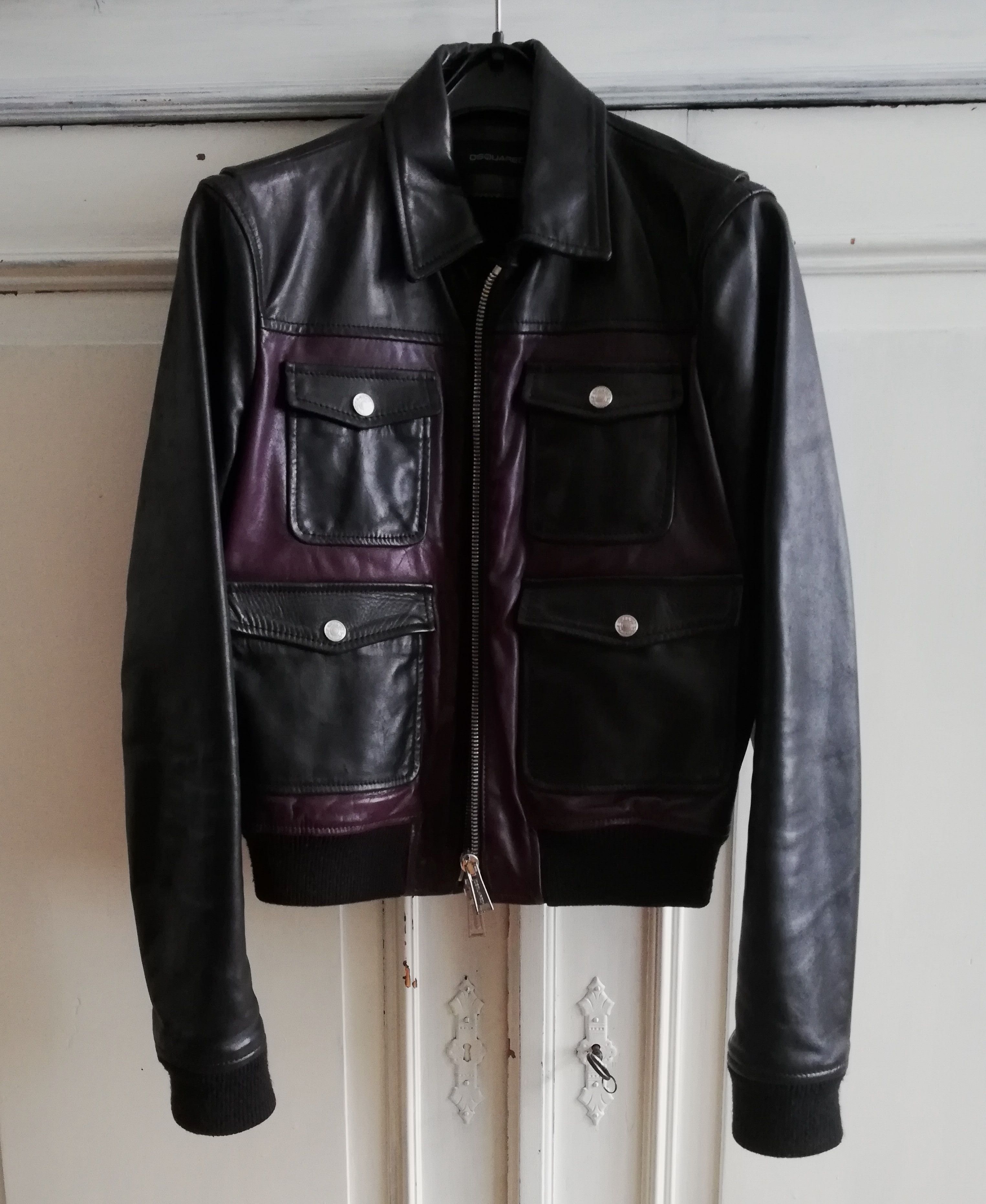 Dsquared2 Dsquared2 Horsehide Purple and Black Leather Jacket Size M / US 6-8 / IT 42-44 - 2 Thumbnail