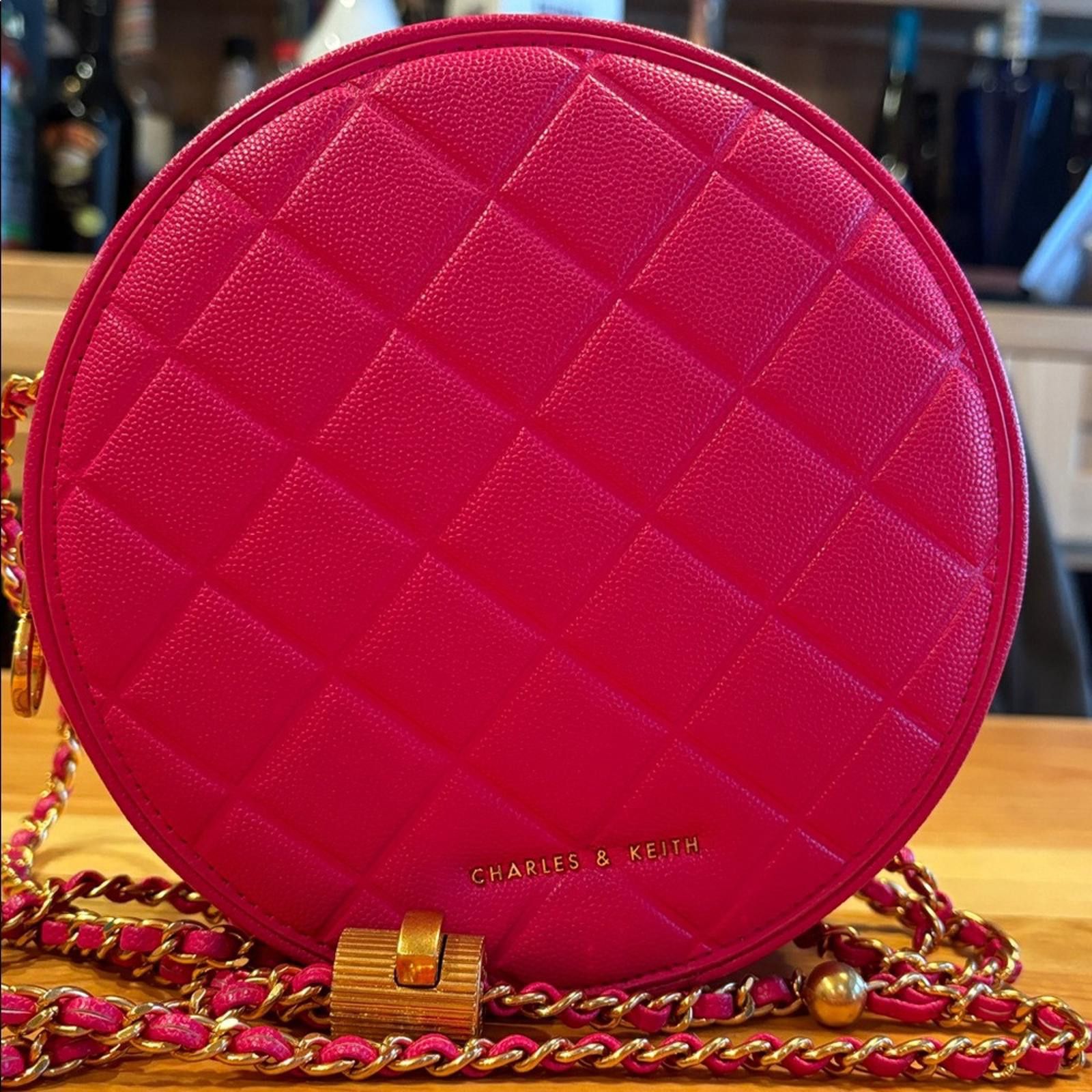 Other Charles & Keith Pink Quilted Round Bag Size ONE SIZE - 2 Thumbnail