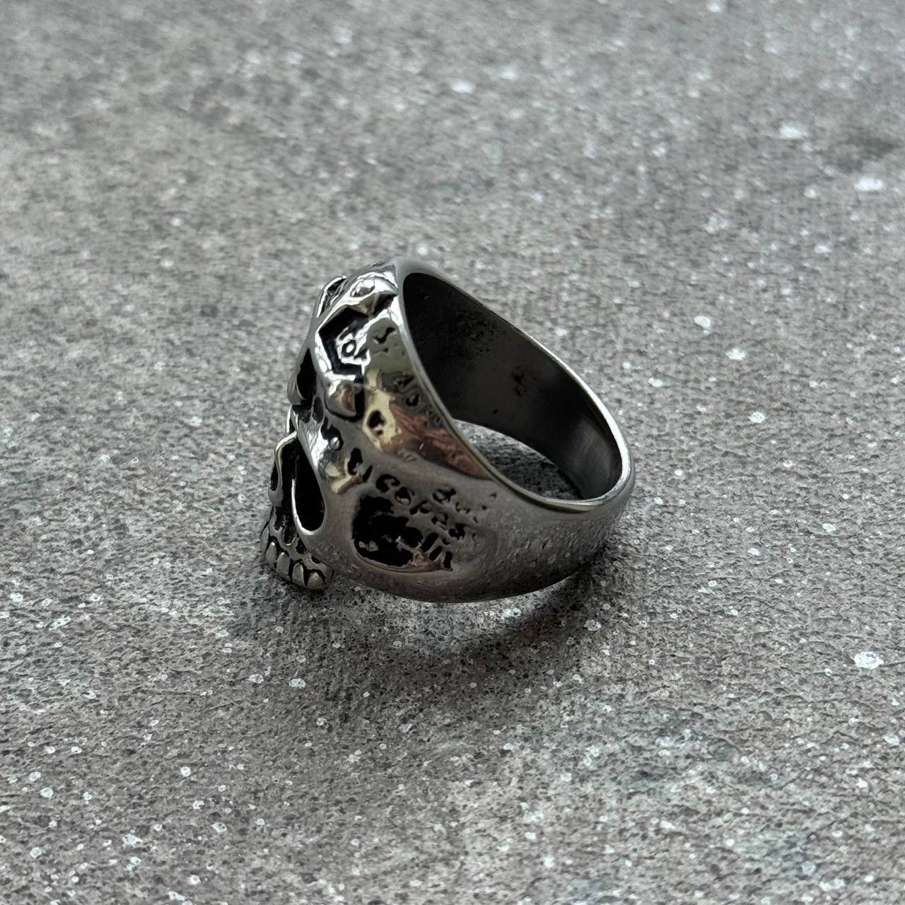 Vintage Gothic Skull 💀 Vintage Silver Ring Size ONE SIZE - 4 Thumbnail
